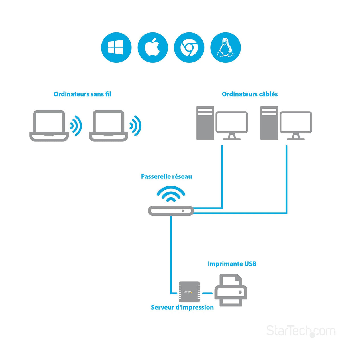 10/100Mbps USB LPR Print Server