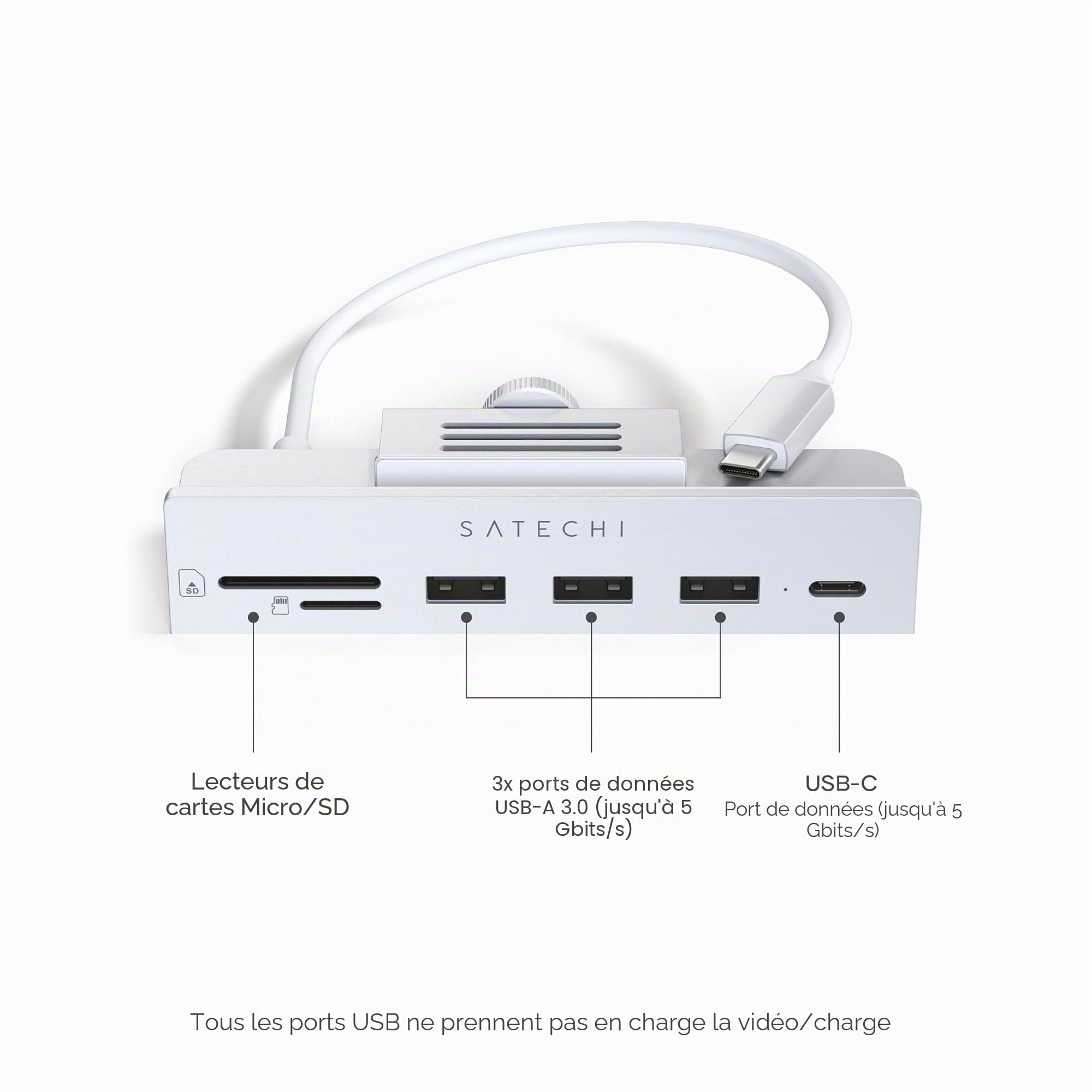SATECHI USB-C Clamp Hub iMac 24 Silver