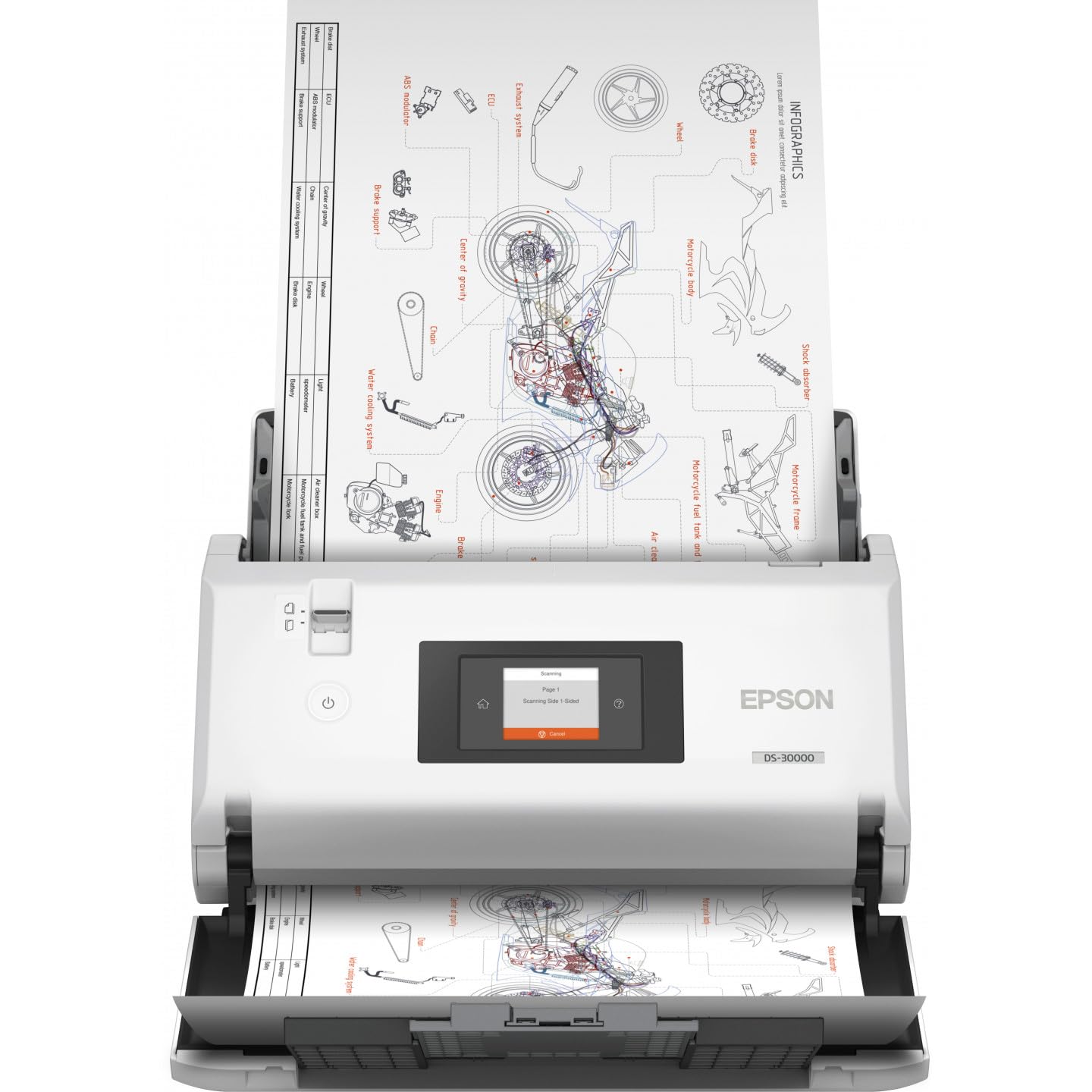EPSON WorkForce DS-30000 Document scanner Contact Image Sensor CIS Duplex A3 600x600dpi 70ppm ADF 120sheets 30000scans/d USB 3.0