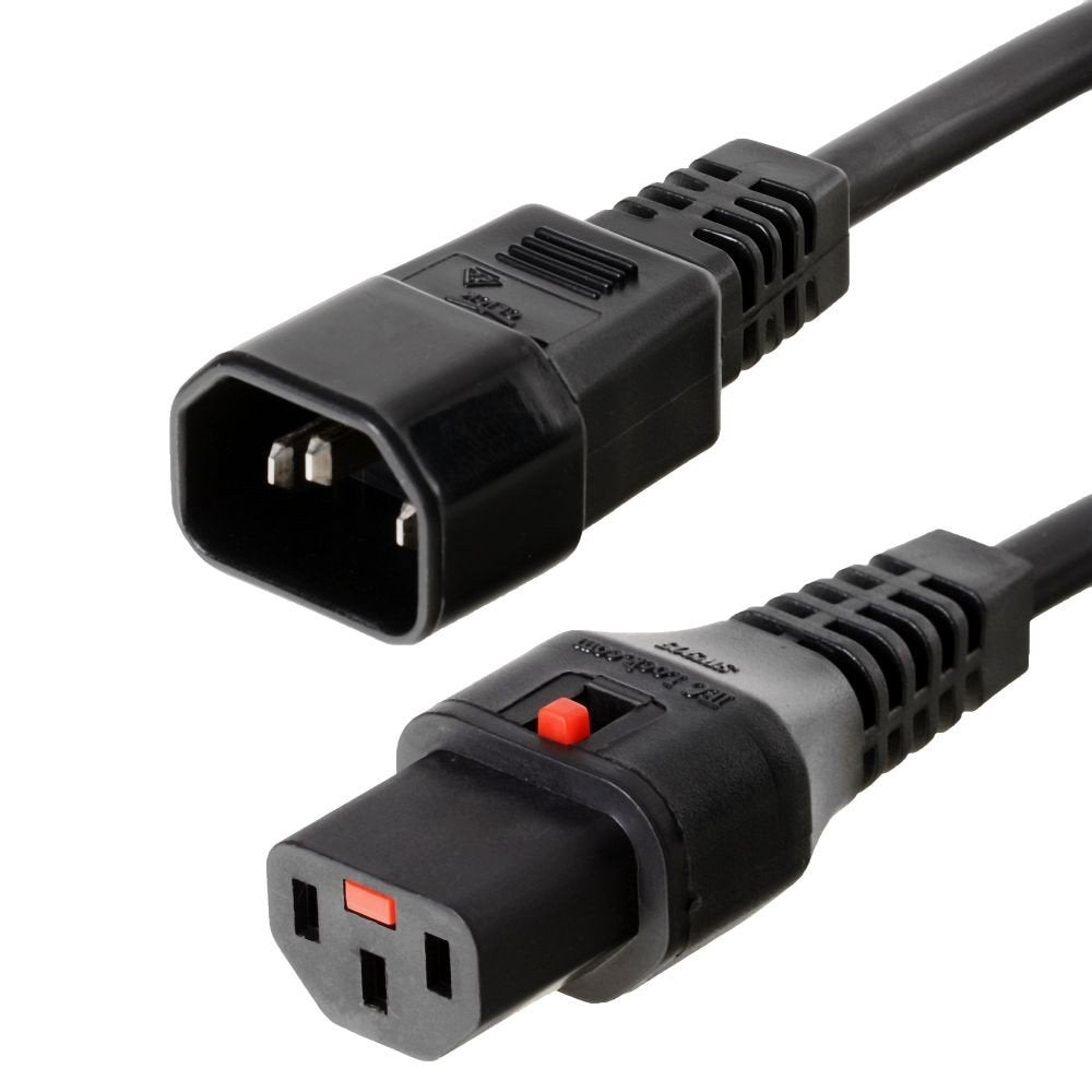 IEC-LOCK Rallonge d alimentation C14 / C13 à verrouillage noire - 0,5 m