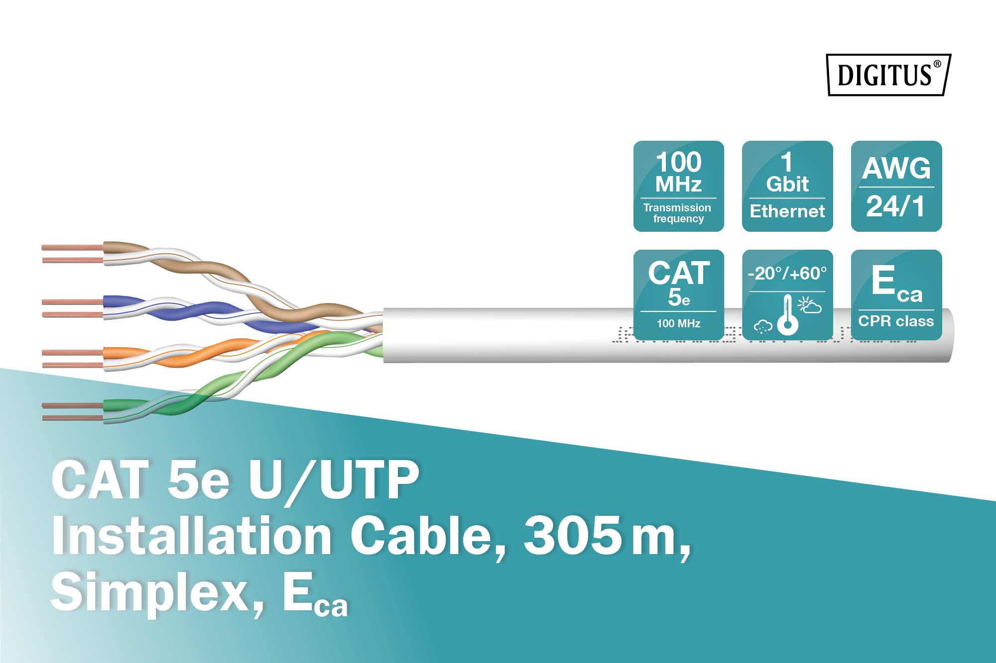 Digitus DK-1511-V-305-1 câble de réseau Gris Cat5e U/UTP (UTP)