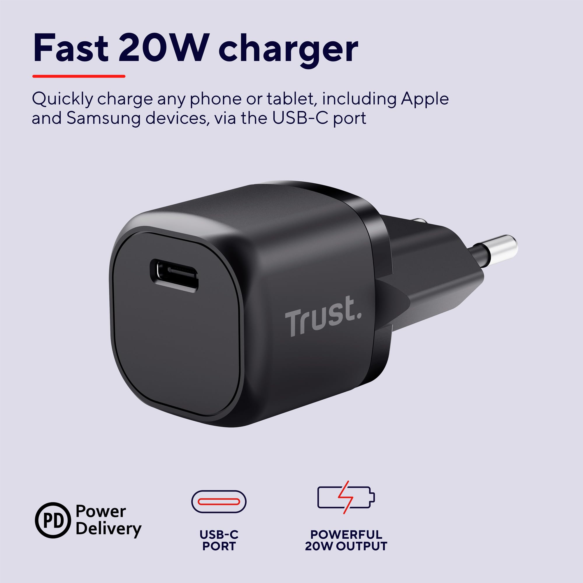 TRUST Maxo 20W Ultra-Compact USB-C PD Charger EU Black