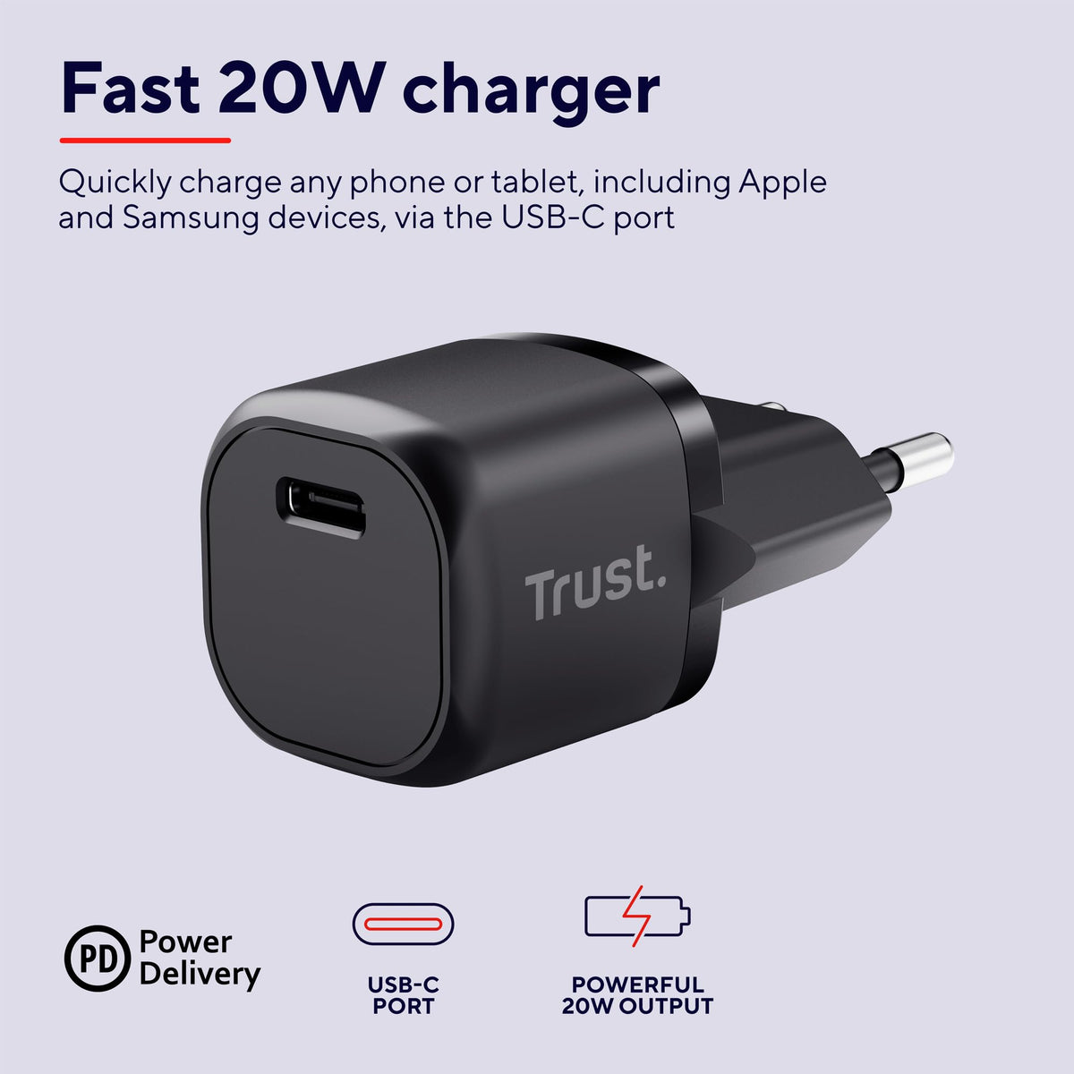 TRUST Maxo 20W Ultra-Compact USB-C PD Charger EU Black