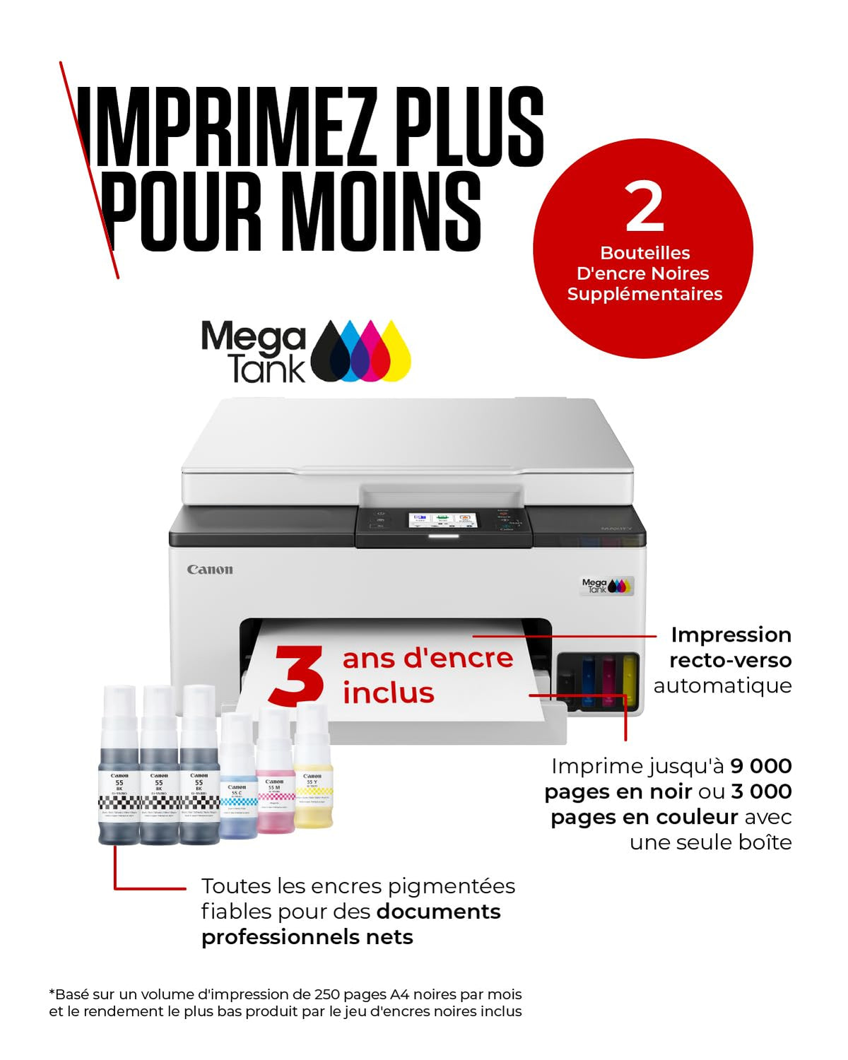 CANON MAXIFY MEGATANK GX1050 MFP colour ink-jet 15ppm +1set ink +2black ink