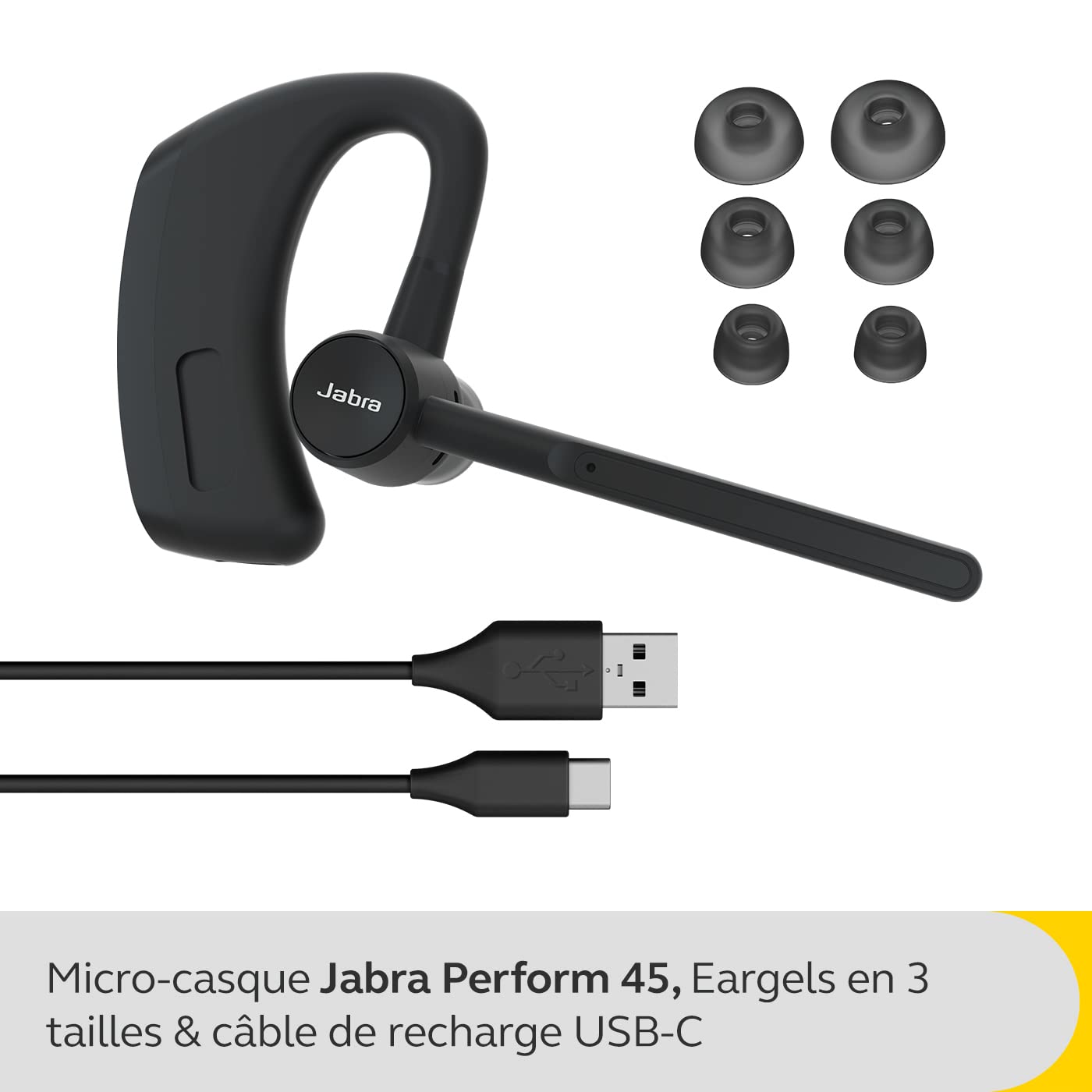 Jabra Perform 45 Casque Crochets auriculaires USB Type-C Bluetooth Noir