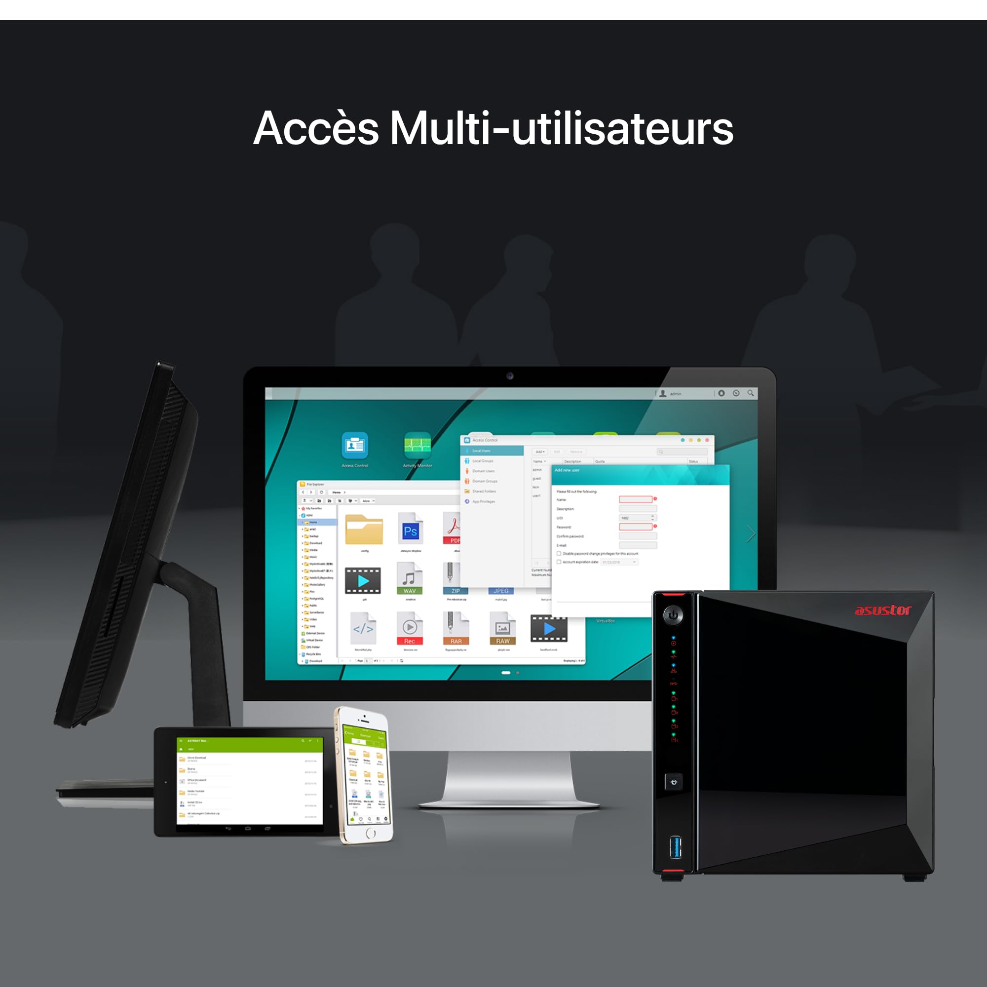 ASUSTOR NIMBUSTOR - AS5404T - NAS 4 baies - Intel Celeron N5105 Quad-Core - 4Go DDR4 - 2.5GbE x2 - NVMe - Tour - Garantie 3 ans