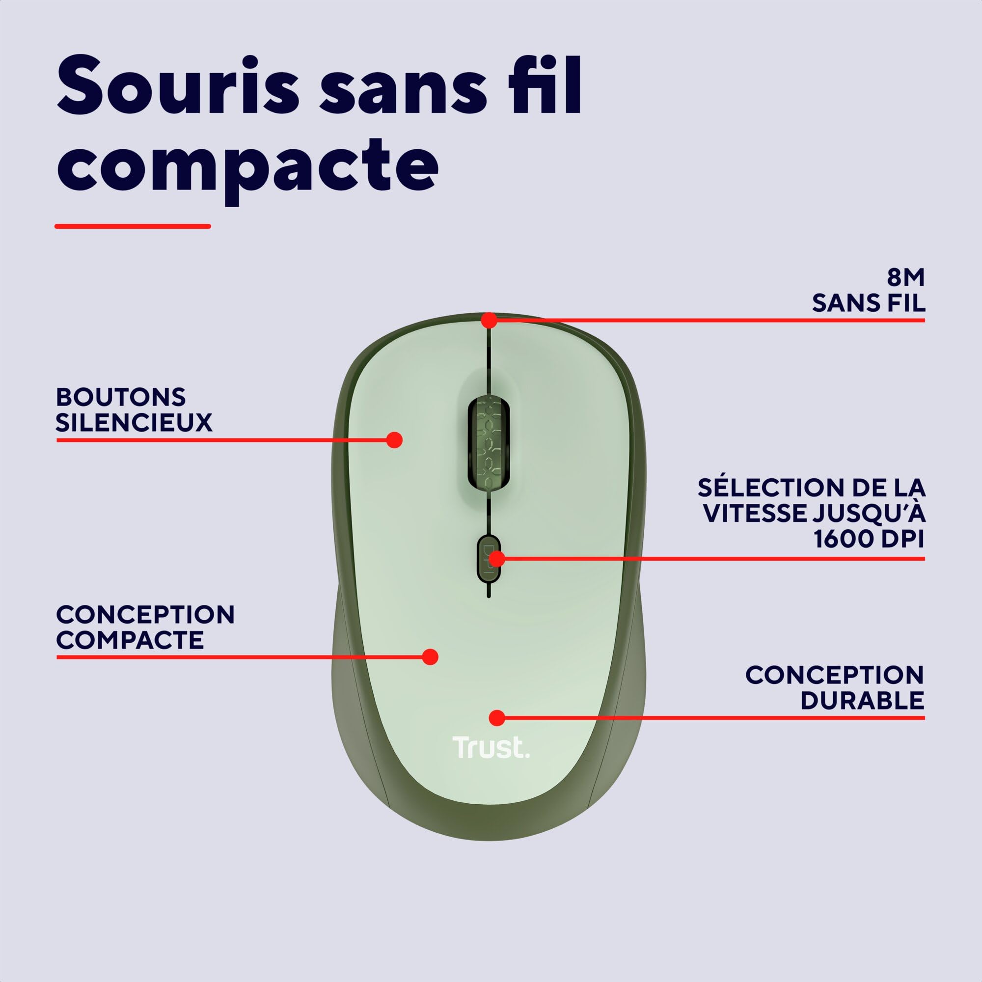 TRUST Souris sans fil compacte YVI+ ECO - Green