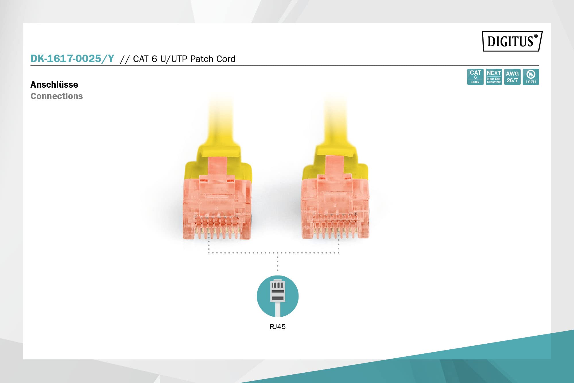 Digitus DK-1617-0025/Y câble de réseau Jaune 0,25 m Cat6 U/UTP (UTP)