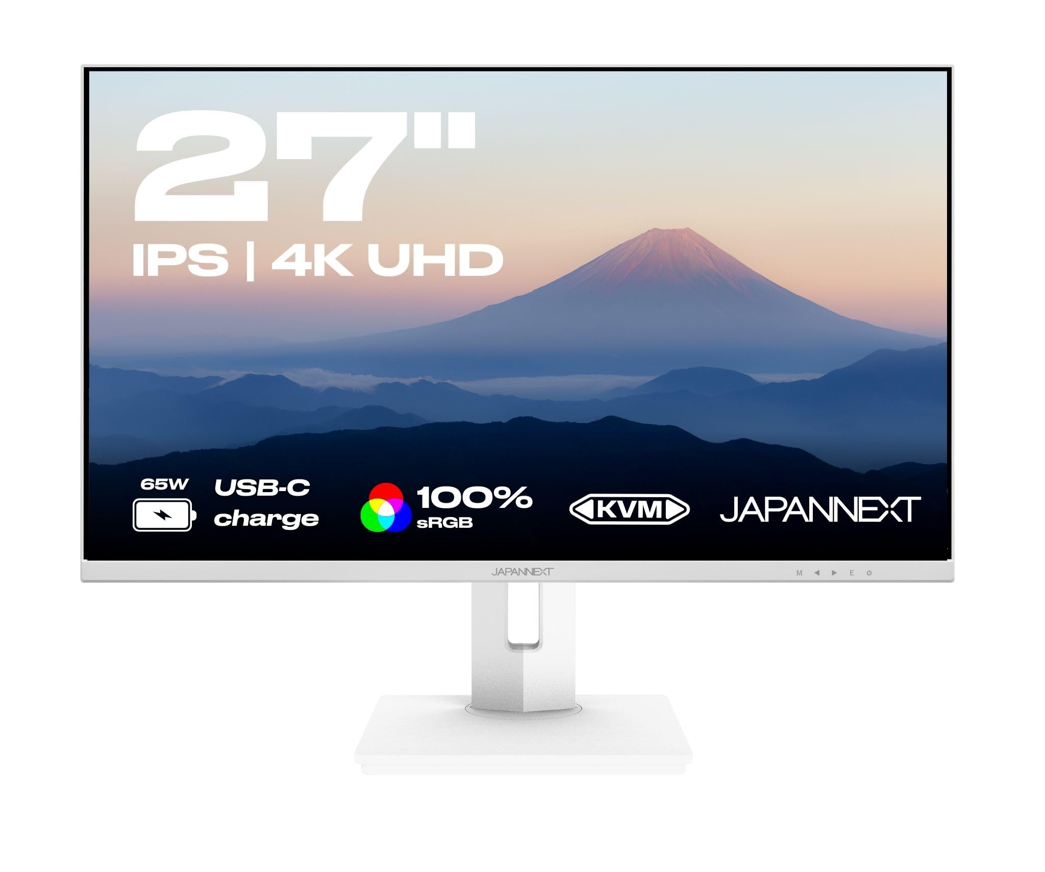 JAPANNEXT JN-IPS270UHD60F-C65W-HSP-W - Ecran 27p 3840x2160 4K 60Hz - IPS - 400 cd/m2 - HDR - HDMI x2 - DP - USB-C charge 65W
