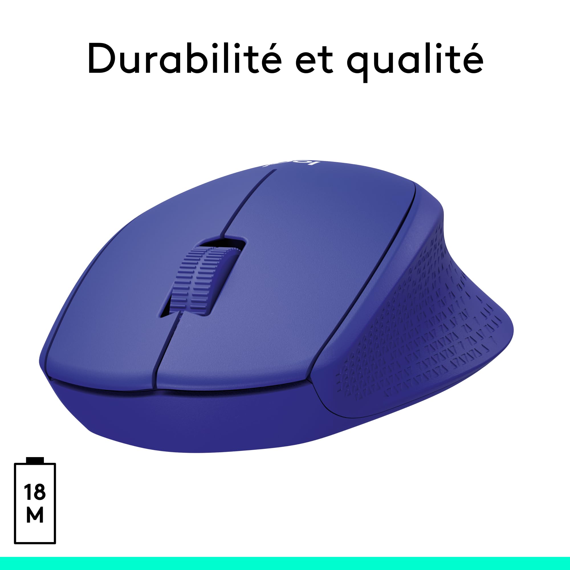 LOGITECH M330 SILENT PLUS Mouse 3 buttons wireless 2.4 GHz USB wireless receiver blue