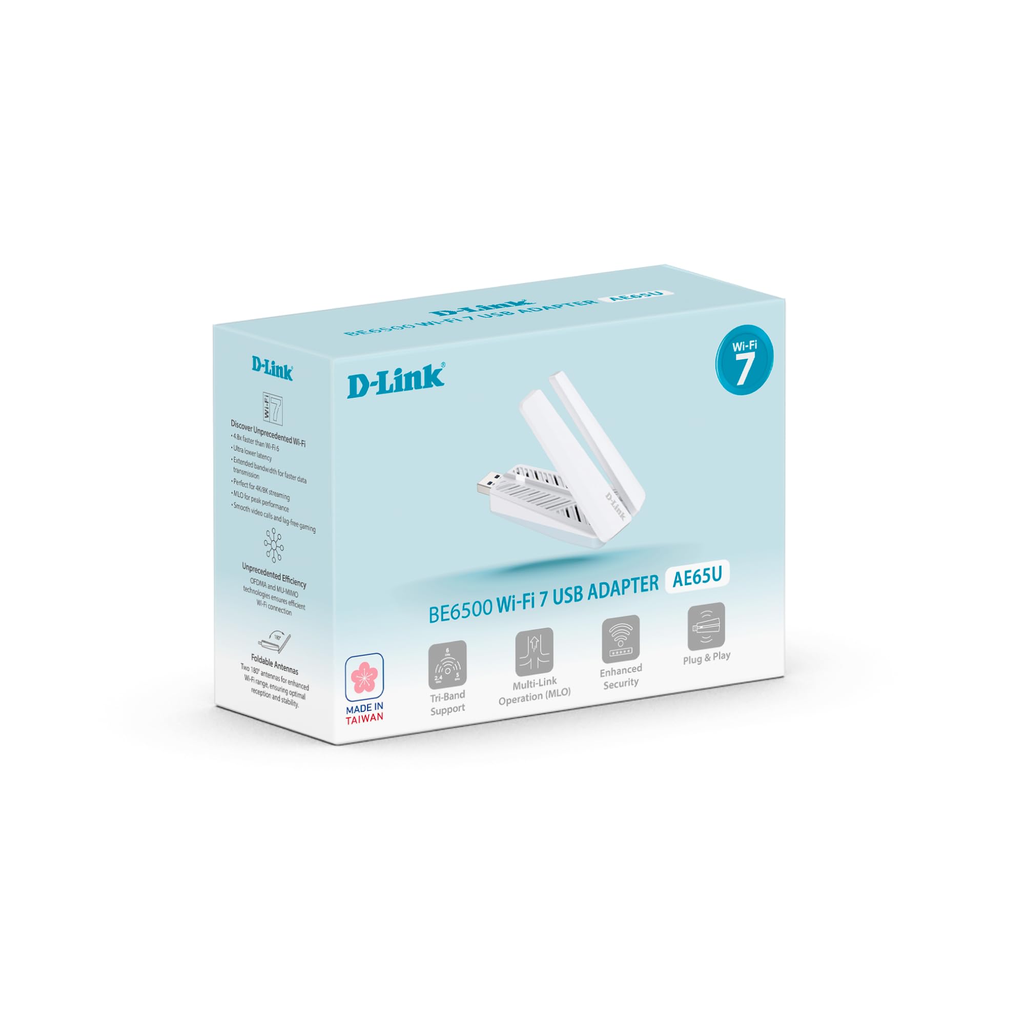 D-LINK Adaptateur USB Wi-Fi 7 BE6500 - WPA3 - Antennes pliables + socle USB3.0