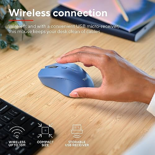 TRUST Souris sans fil silencieuse MYDO SILENT Bleue - ECO