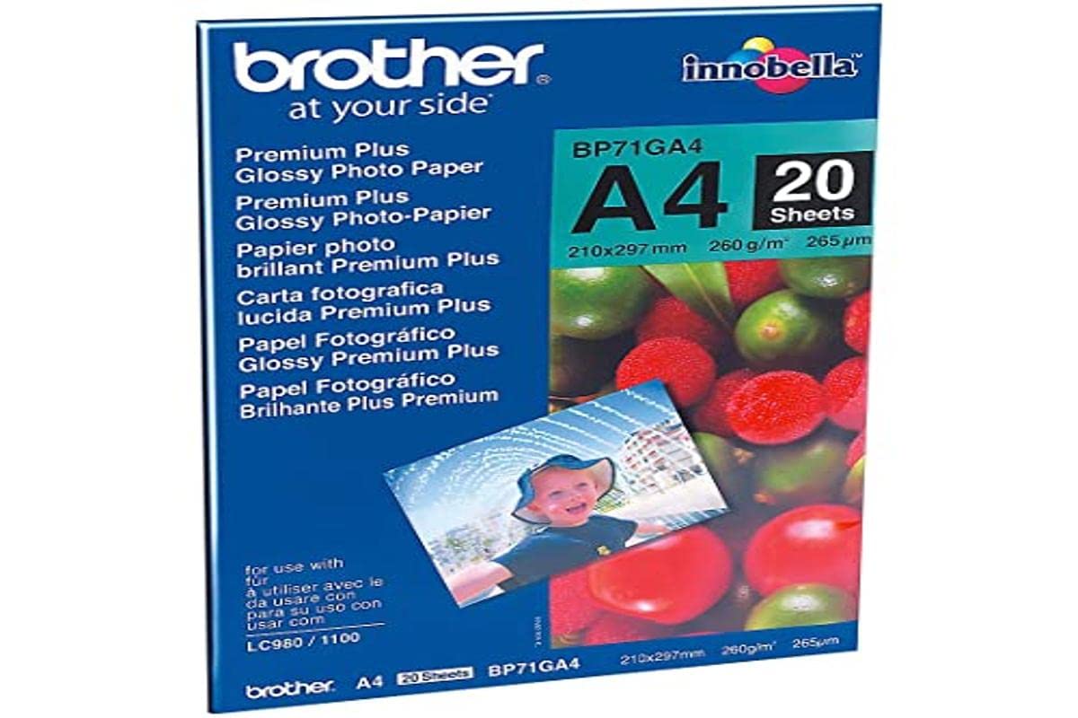 BROTHER brillant photo  papier blanc 260g/m2 A4 20 feuilles pack de 1