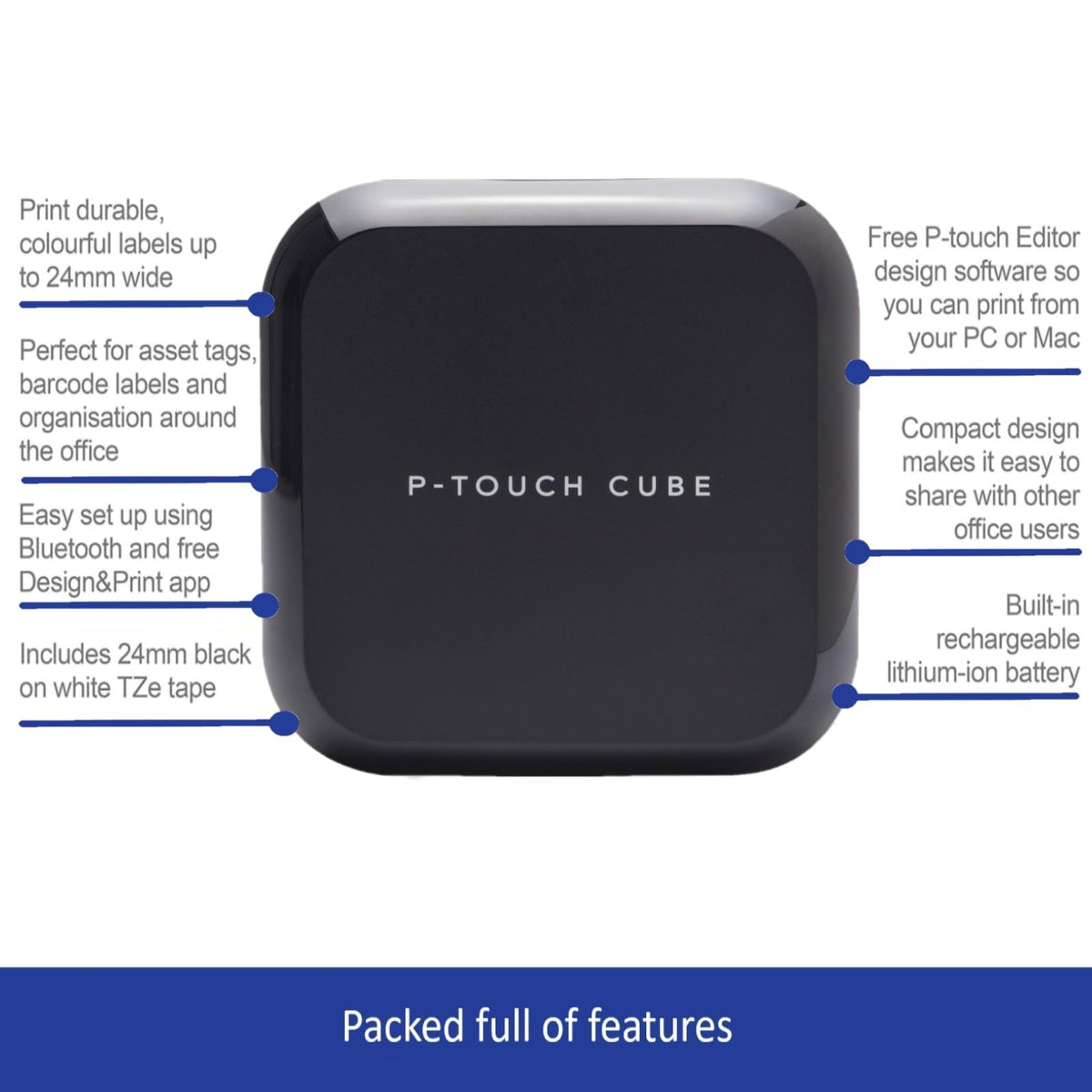 BROTHER P-Touch Cube Plus PT-P710BT Label printer Up to 24mm 180x360dpi 68 labels/min USB 2.0 Bluetooth Cutter