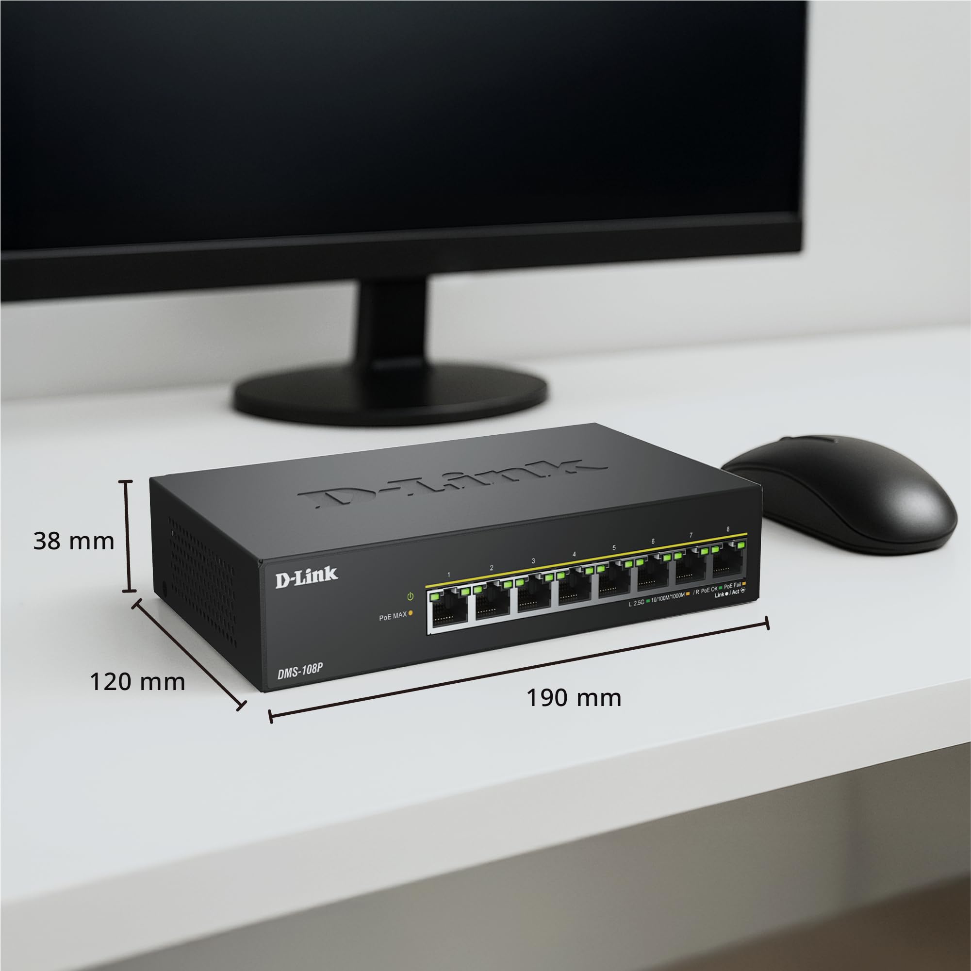 D-LINK 8 ports 2.5G/MultiGig PoE Unmanaged Switch Metal