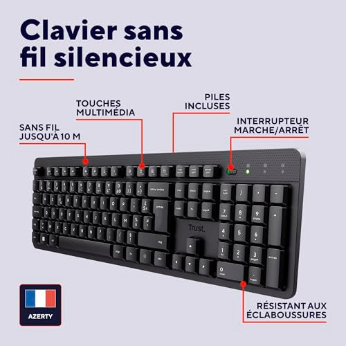 TRUST Clavier sans fil ODY II silencieux (FR)