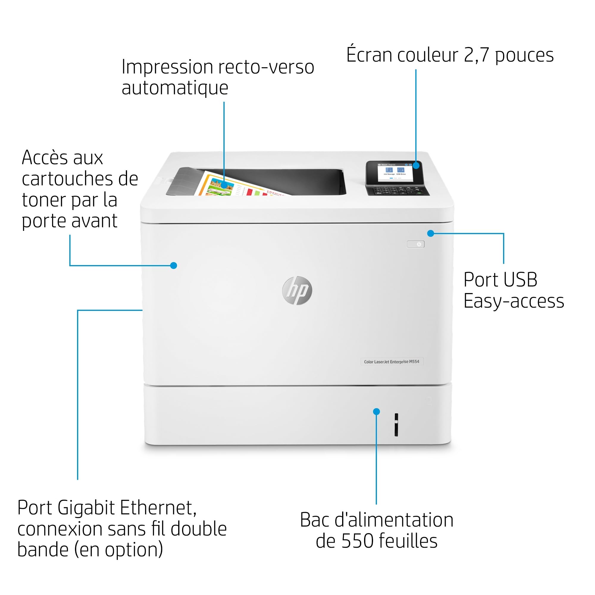 HP Color LaserJet Enterprise M554dn produit neuf emballage abimé A4 color laser USB 33ppm (P)