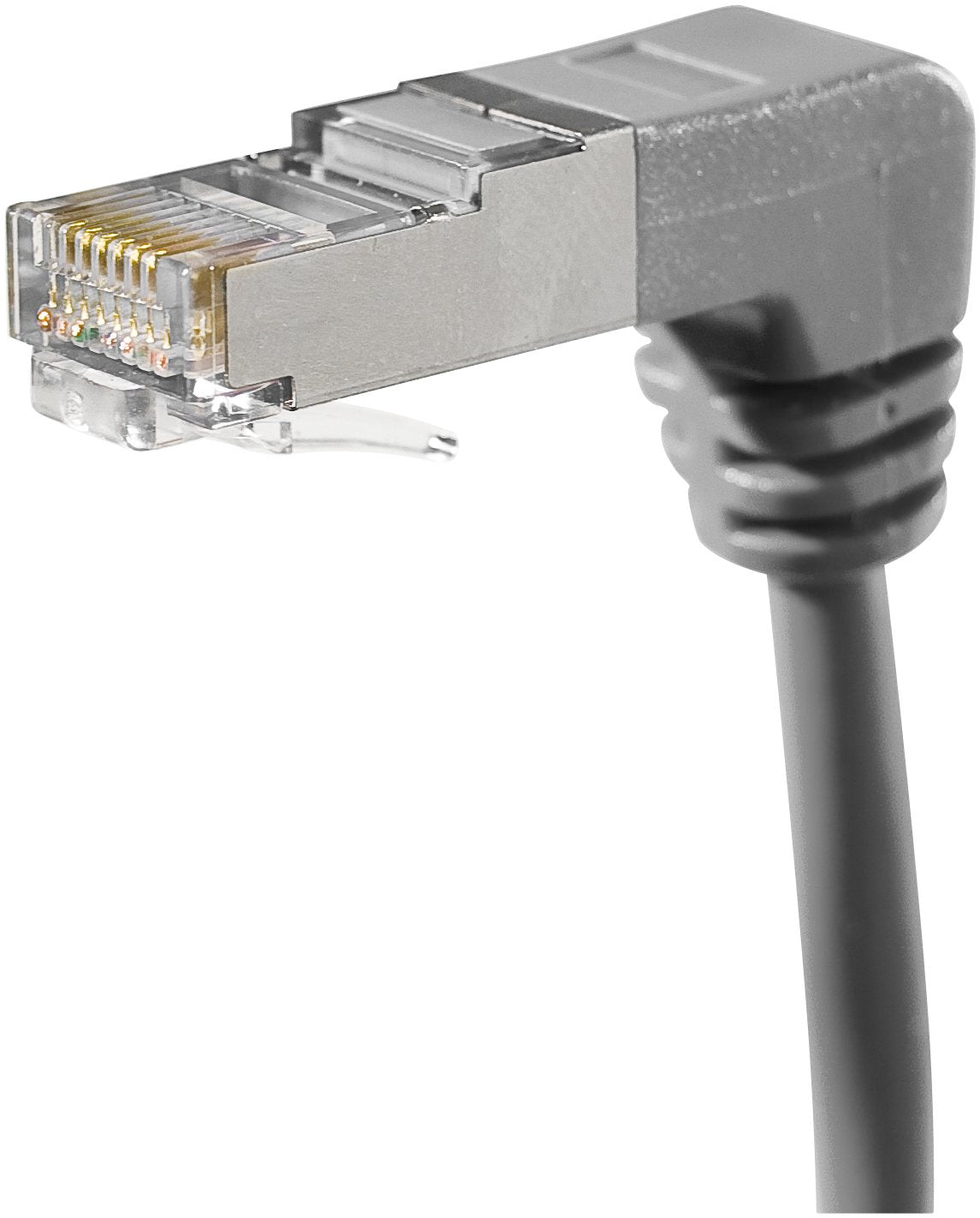 Cordon RJ45 catégorie 5e F/UTP coudé bas gris - 1 m