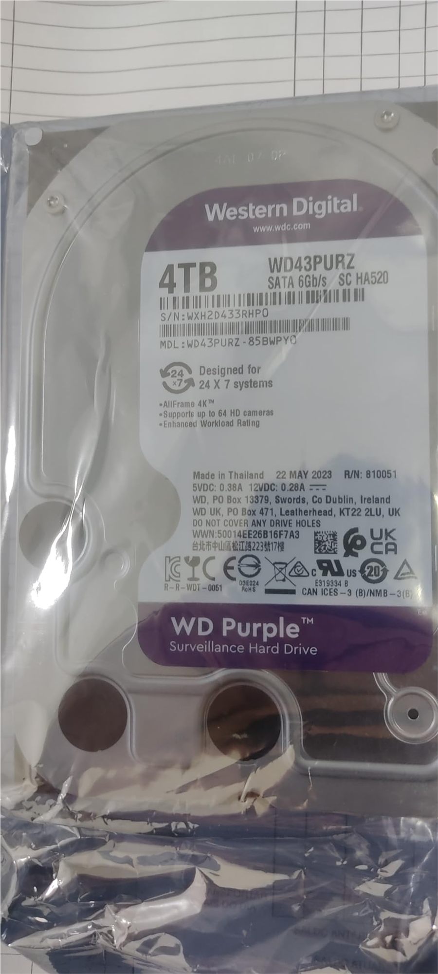 HDD Purple 2TB 3.5 SATA 256MB
