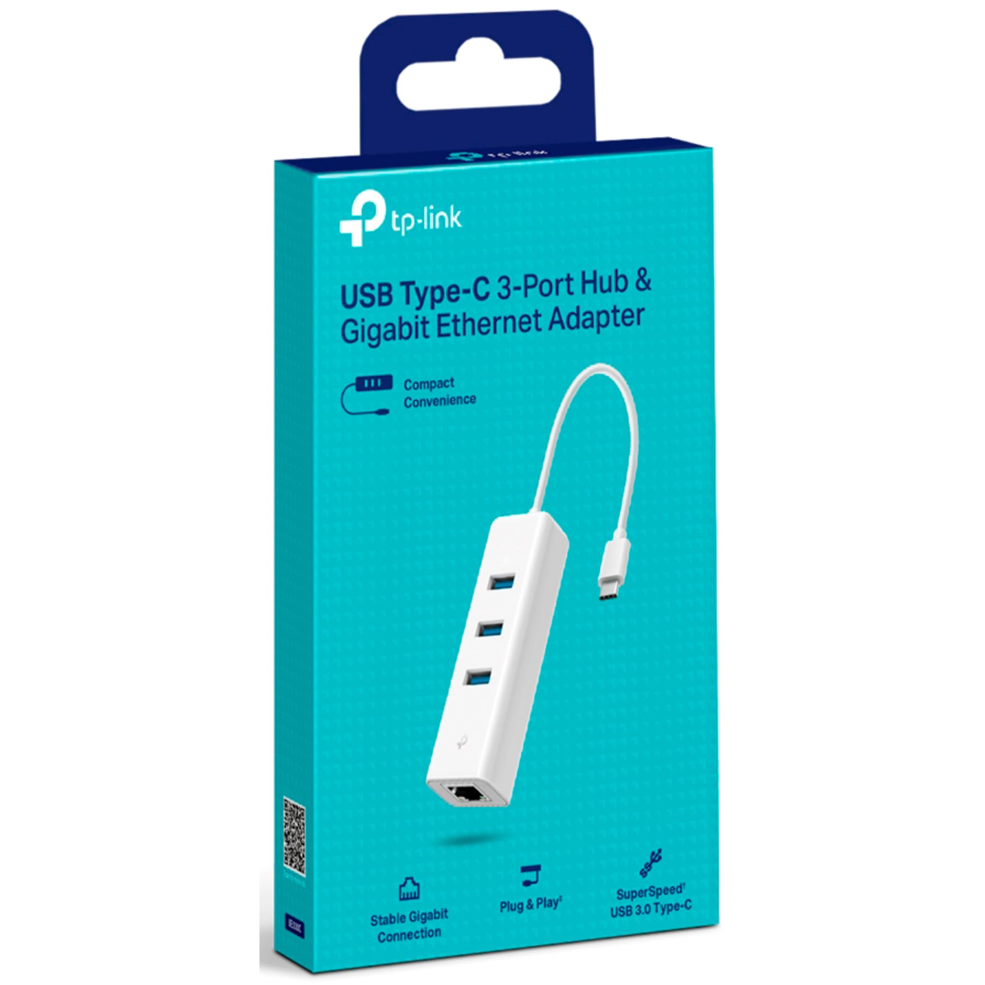 TP-LINK UE330C USB 3.0 Type-C to Gigabit Ethernet Network Adapter with 3-Port USB 3.0 Type-A Hub