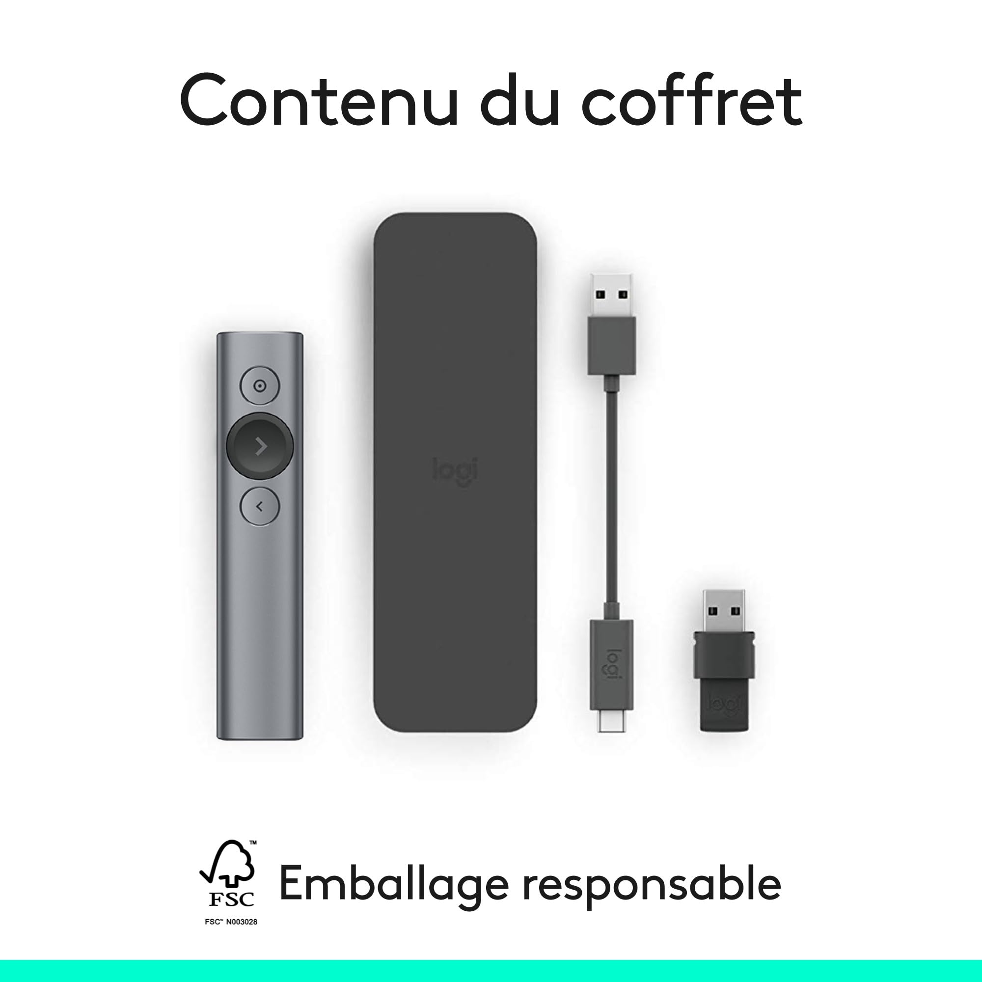 LOGITECH Spotlight Presentation remote control 3 buttons slate