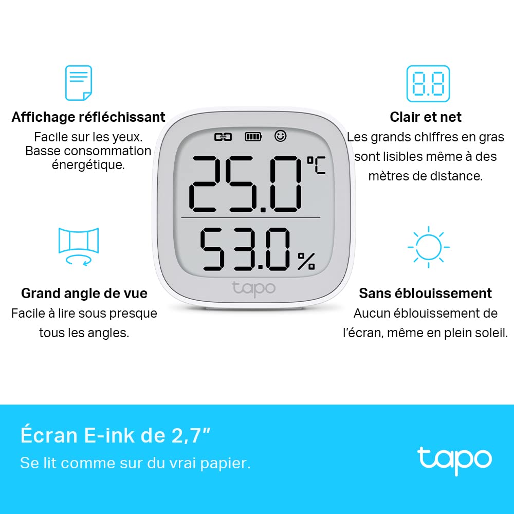 TP-LINK Smart Temperature and Humidity Monitor 868MHz Battery Powered 2xAAA 2.7inch E-ink display