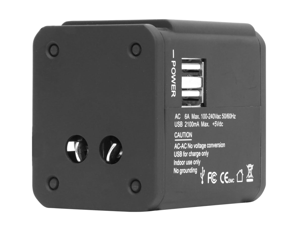 Worldwide Travel Adaptor 2 USB 100-240