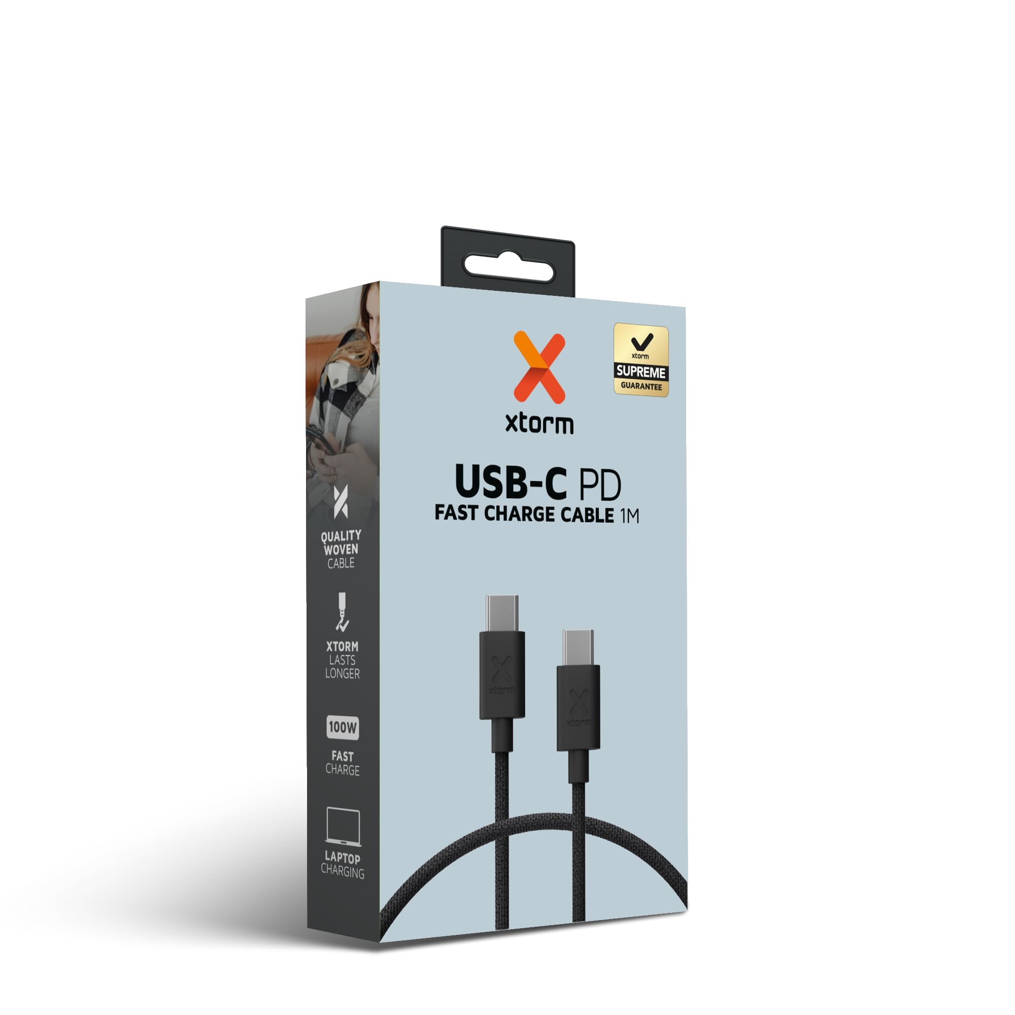 XTorm Cordon USB Type-C PD Go2 100W 1,0 m, noir