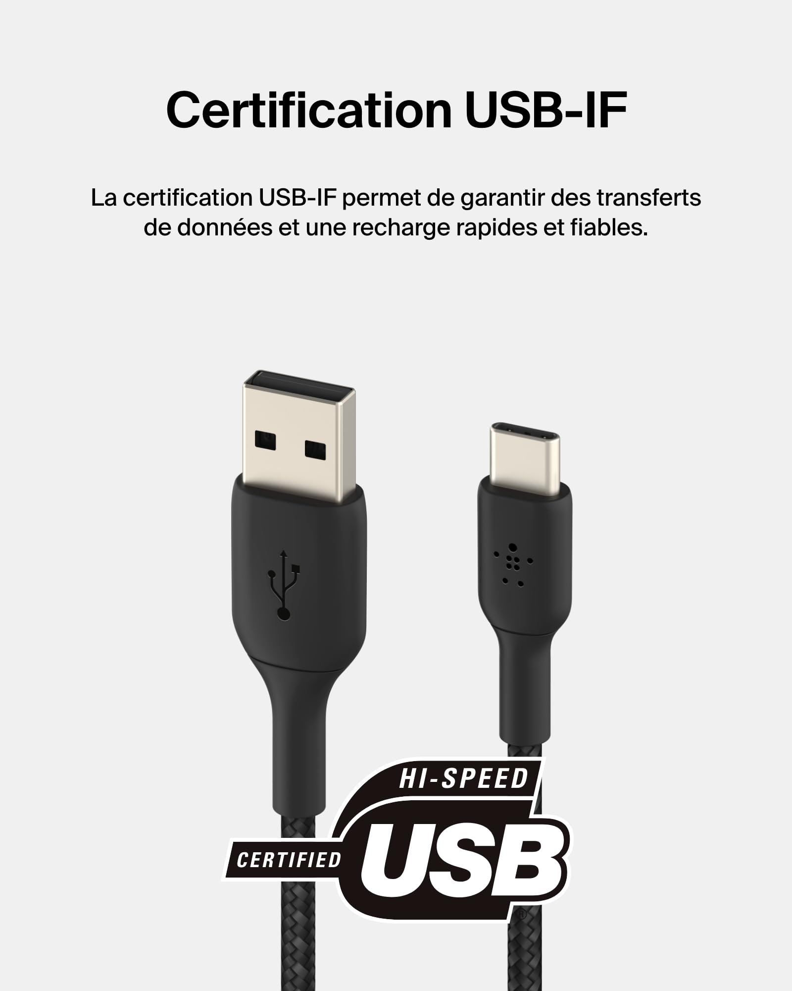 BELKIN BOOST CHARGE USB-A to USB-C Cable Braided 0.15M Black