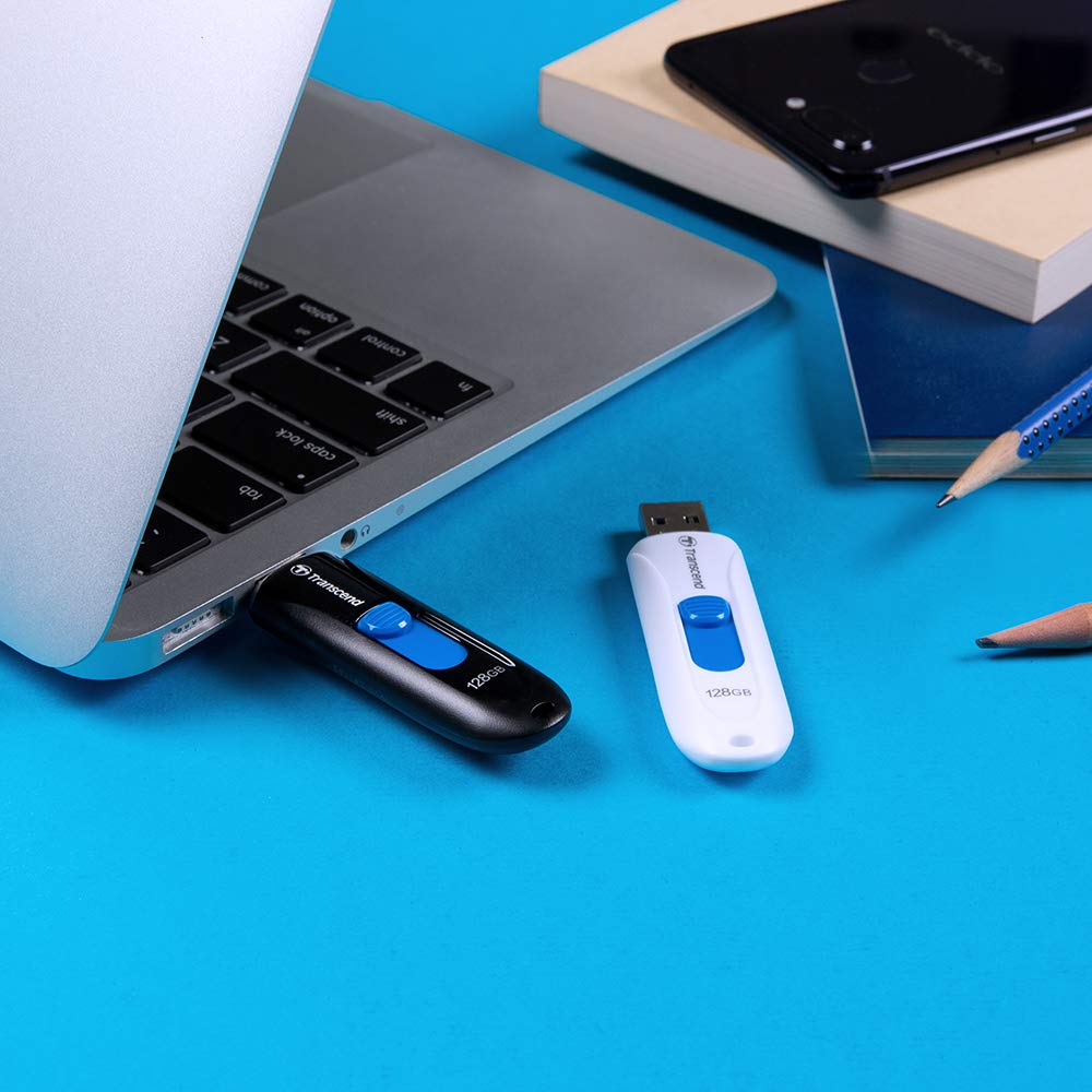 TRANSCEND 64Go Clé USB USB 3.1 Gen 1 Sans Capuchon - Blanc