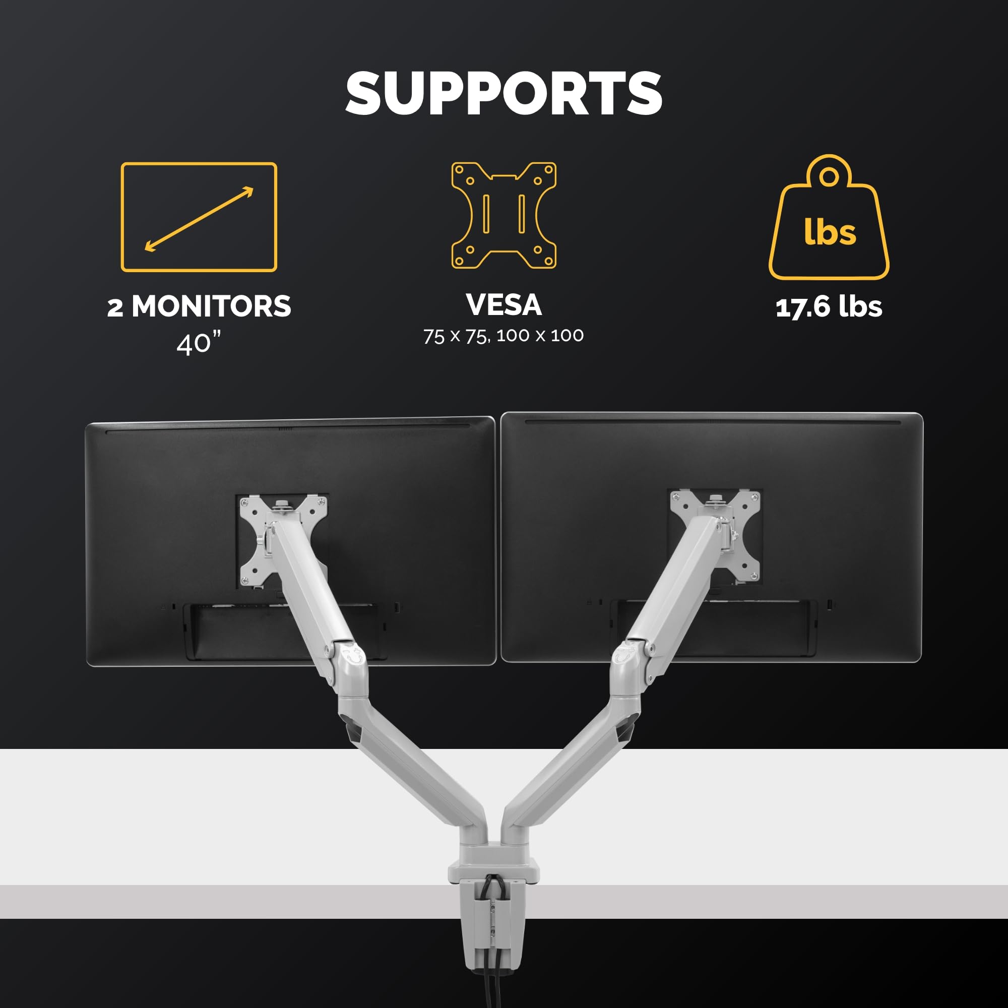 FELLOWES Bras Porte-Ecrans Double Gris Platinum Series