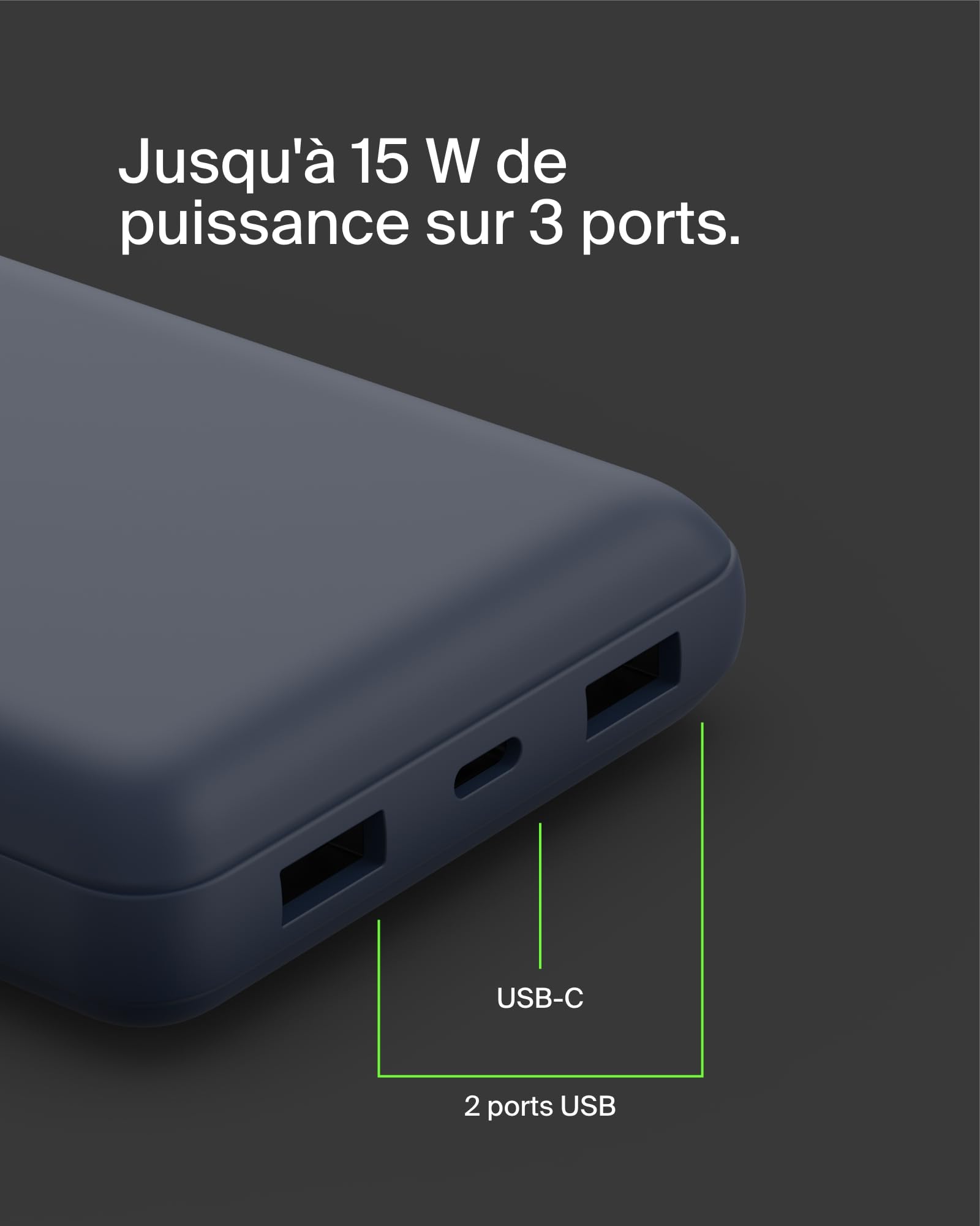BELKIN Powerbank 20K 15W USB-C + 2 USB-A Bleu