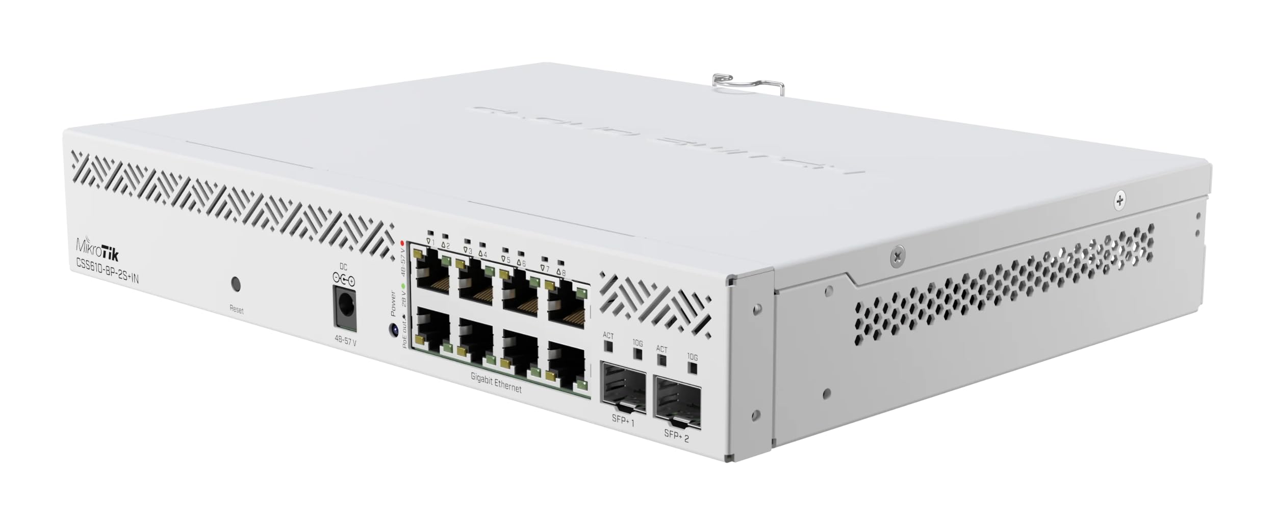 Mikrotik CSS610-8P-2S+IN commutateur réseau Géré Gigabit Ethernet (10/100/1000) Connexion Ethernet, supportant l'alimentation via ce port (PoE) Blanc