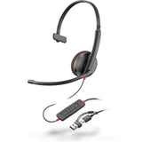 POLY Blackwire 3210 Monaural USB-C Black Headset +USB-C/A Adapter (Bulk) Avec fil Arceau Business/Everyday