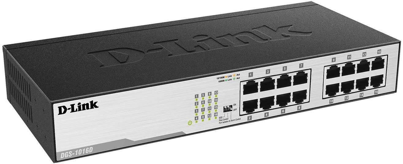 D-LINK SWITCH 16 PORTS 10/100/1000 MBPS RACKABLE - NON MANAGEABLE