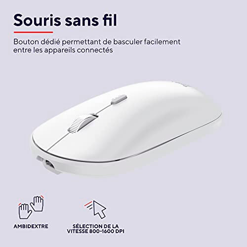 TRUST Pack clavier & souris sans fil LYRA Bluetooth - blanc (FR)
