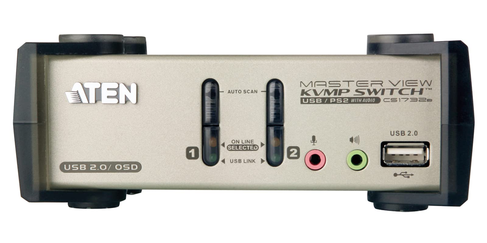 Aten CS1732B-AT-G 2P PS/2-USB VGA/Audio KVMP Commutateur W/OSD