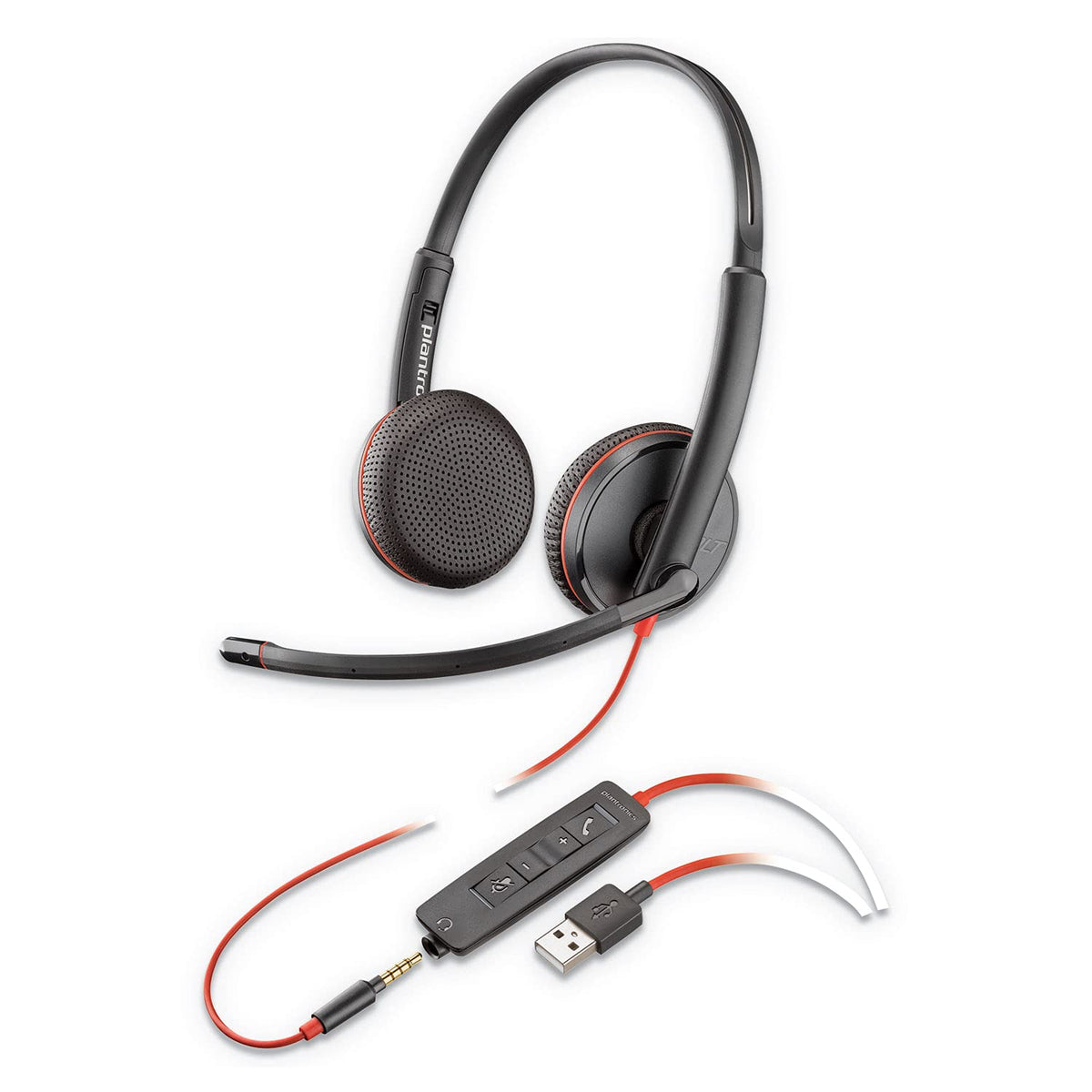HP Poly Blackwire 3225 Stereo USB-A Headset (Bulk) Avec fil Arceau Bureau/Centre d'appels USB Type-A Noir