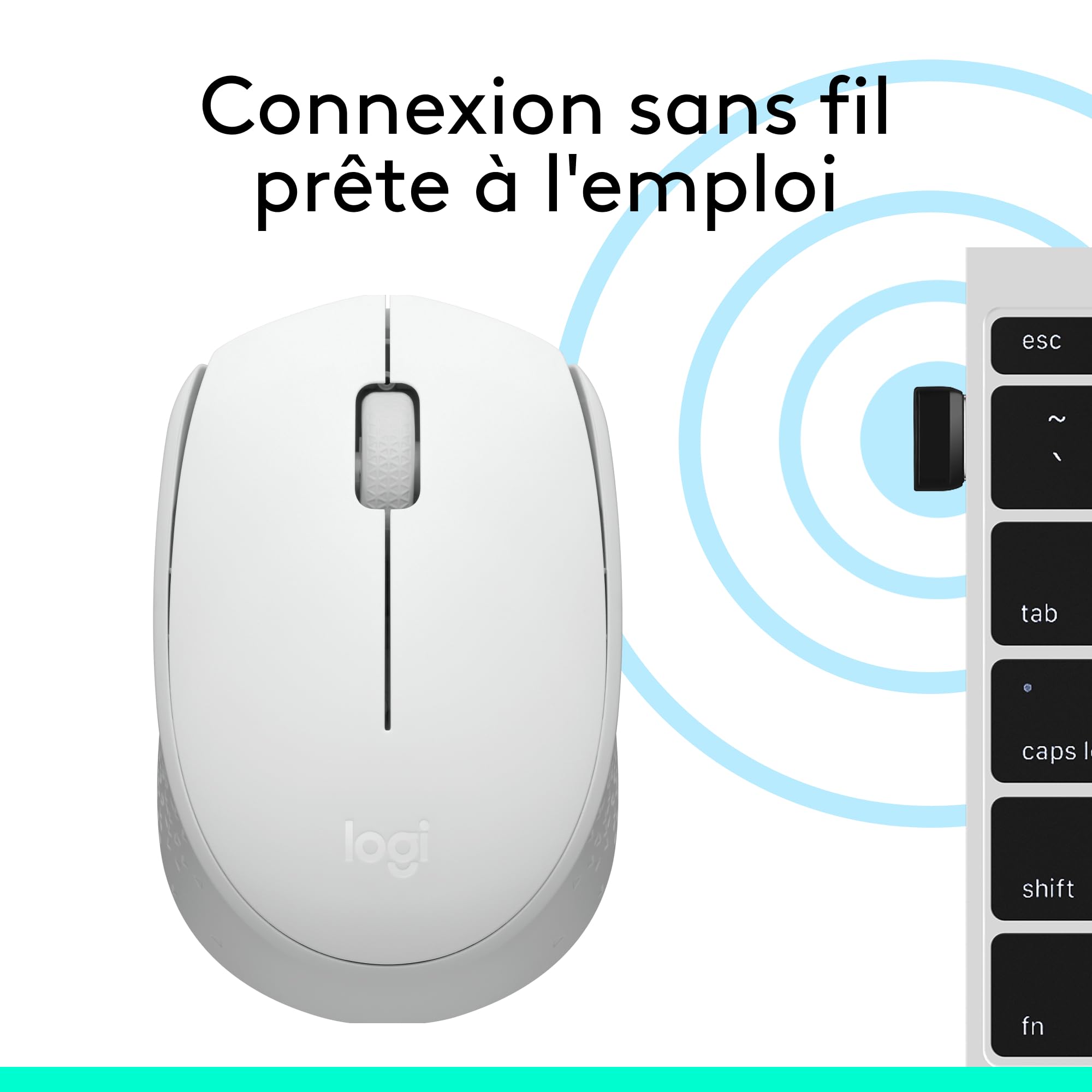 LOGITECH M171 Mouse right and left-handed optical 3 buttons wireless 2.4 GHz USB wireless receiver off-white