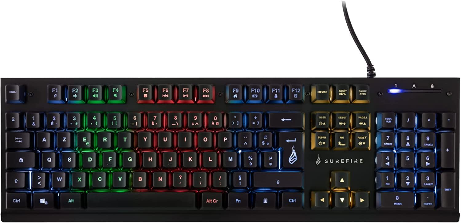 VERBATIM SUREFIRE KINGPIN X2 MULTIMEDIA METAL RGB GAMING KEYBOARD AZERTY FRENCH WCF (P)