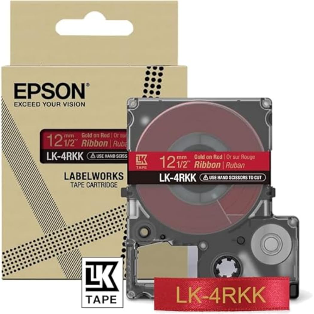EPSON LK-4RKK Ruban satin Or/Rouge 12/5