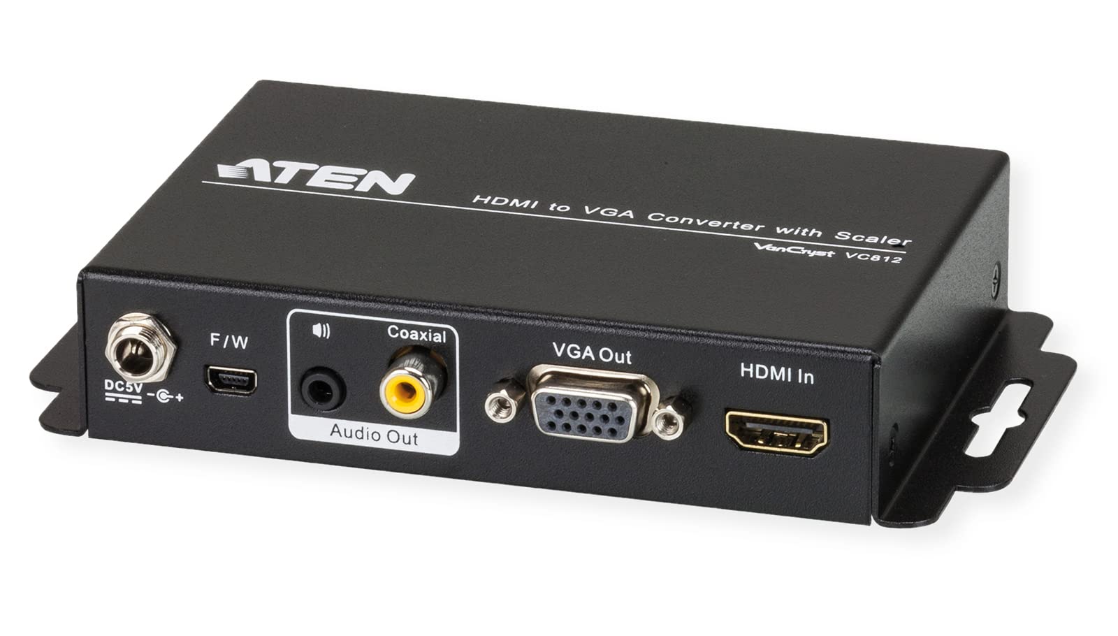 "ATEN Convertisseur HDMI-VGA avec convertisseur de format d’image - Convertisseur vidéo scaler - Noir - Métal - 1920 x 1200 pixels - 800 x 600,1024 x 768,1280 x "