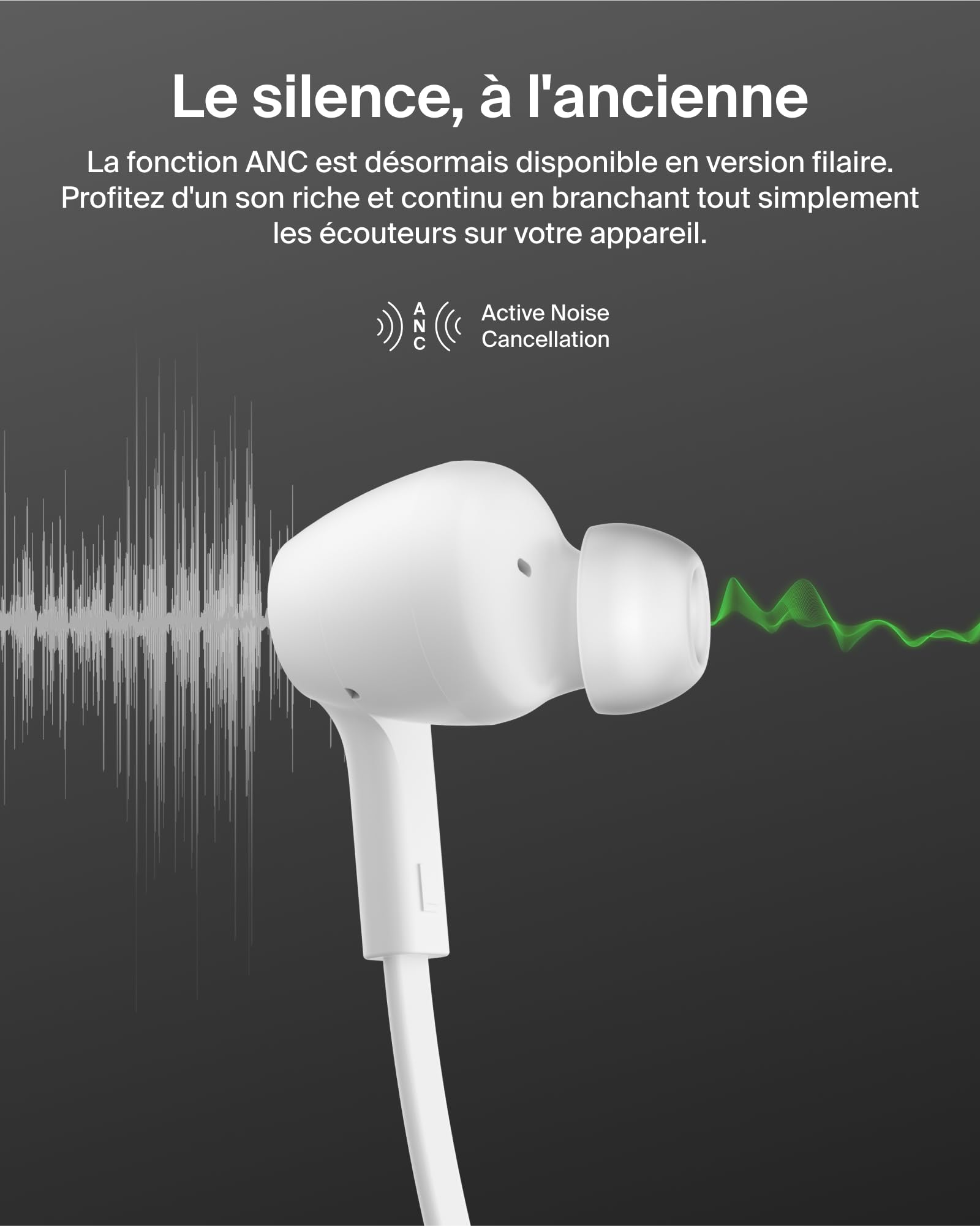 BELKIN SoundForm ANC Wired Eearbuds USB-C White