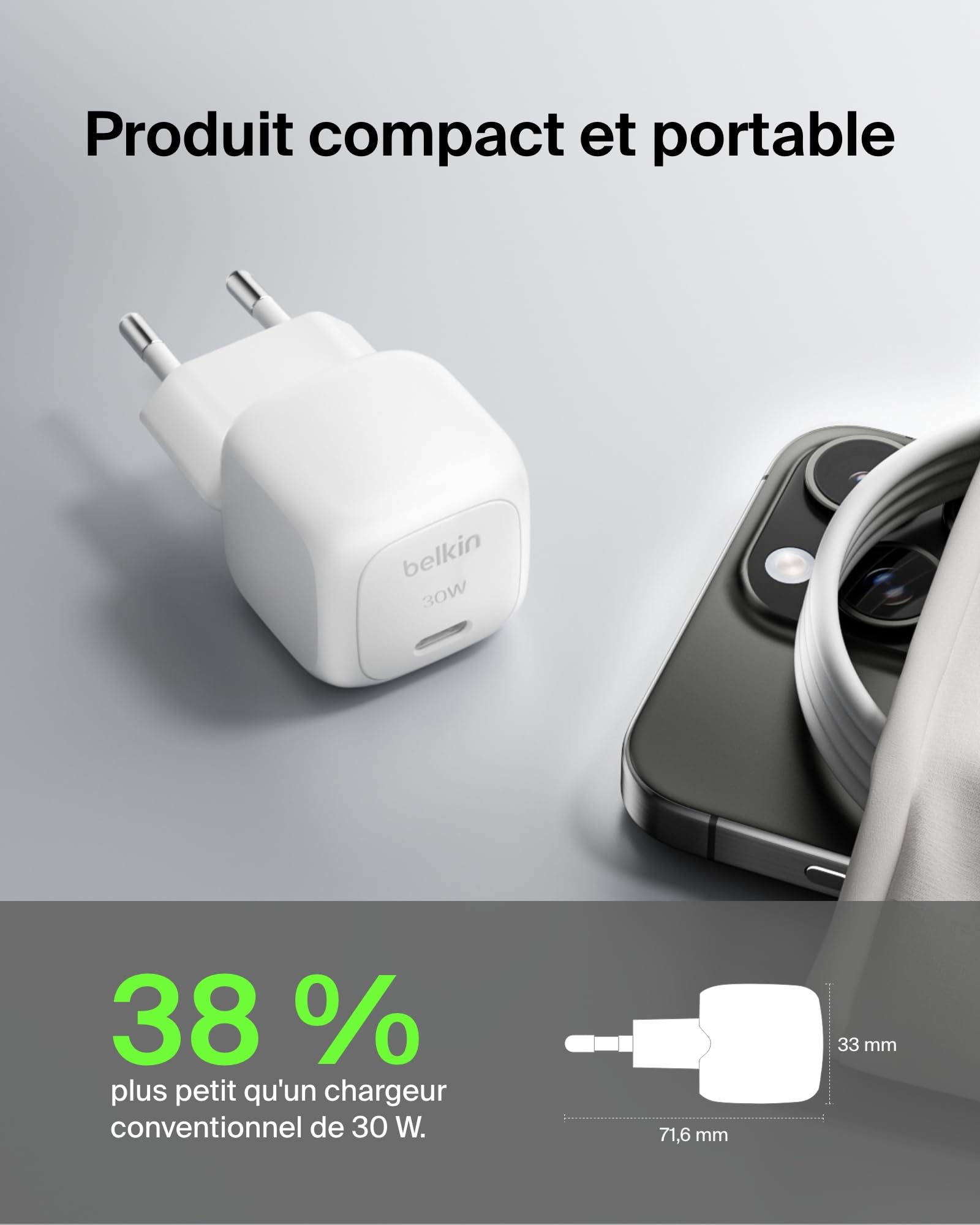 BELKIN 30W USB PD Wall Charger with PPS WHT