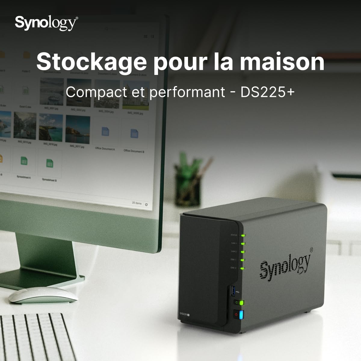 SYNOLOGY NAS avancé à 2 baies pour les utilisateurs domestiques - Stockage de fichiers/Sauvegarde - Port réseau 2.5Gbit/s