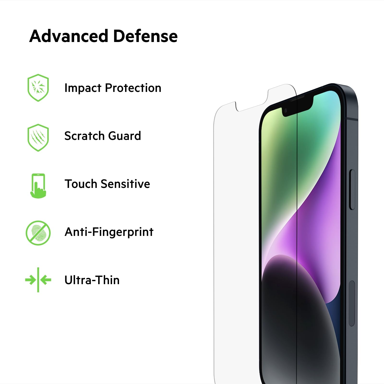 BELKIN ScreenForce Pro TemperedGlass Anti-Microbial Screen Protection for iPhone 14/13/13 Pro