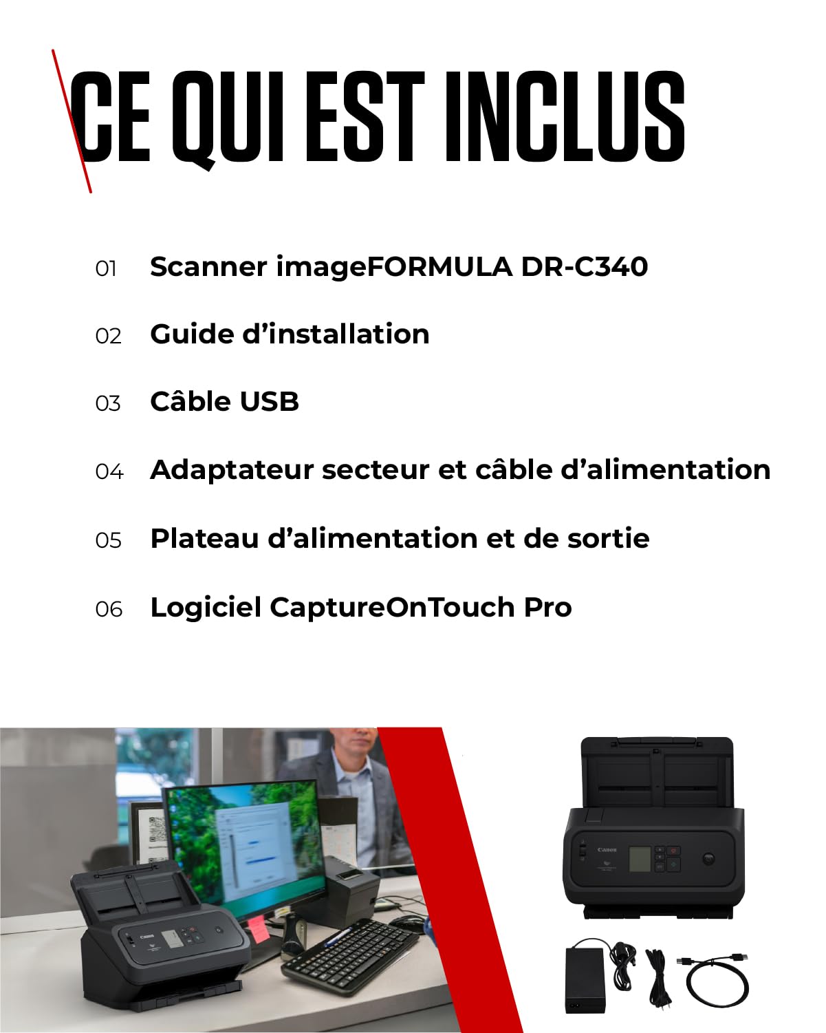 CANON DR-C340 A4 Document Scanner Duplex 40ppm 100 sheet ADF USB