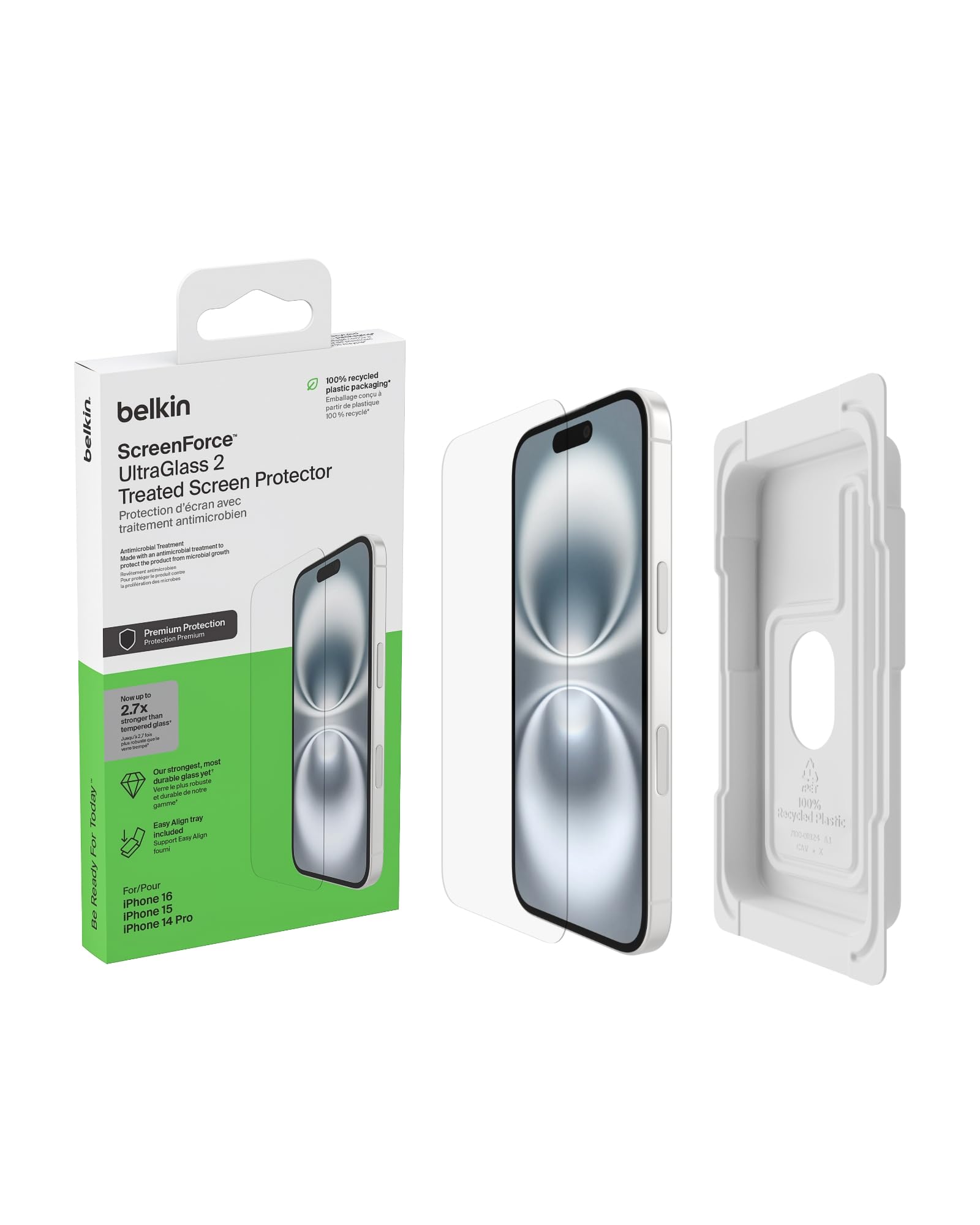 BELKIN ScreenForce Pro UltraGlass2 AM Screen Protector - iPhone 16/15/14 Pro