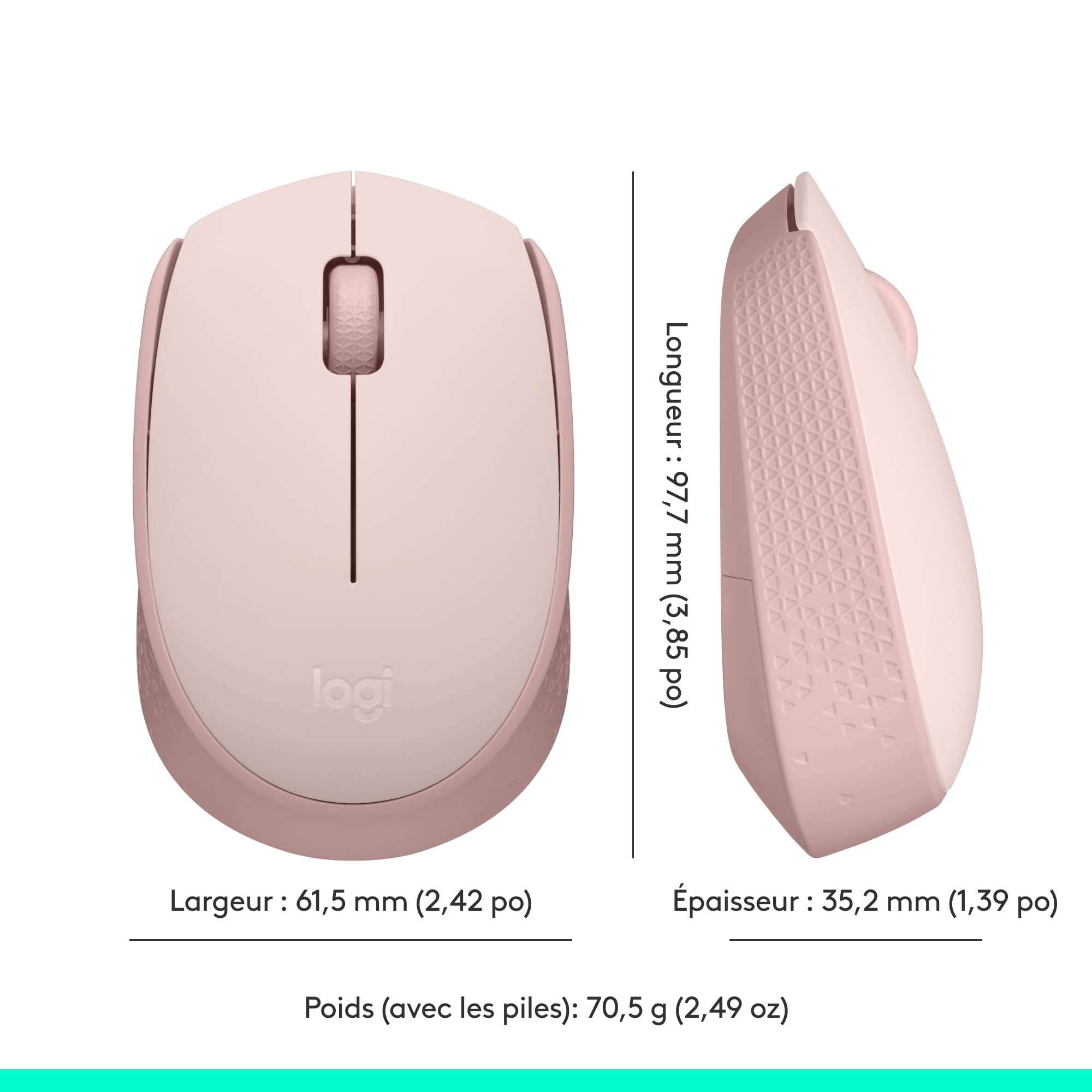 LOGITECH M171 Mouse right and left-handed optical 3 buttons wireless 2.4 GHz USB wireless receiver pink