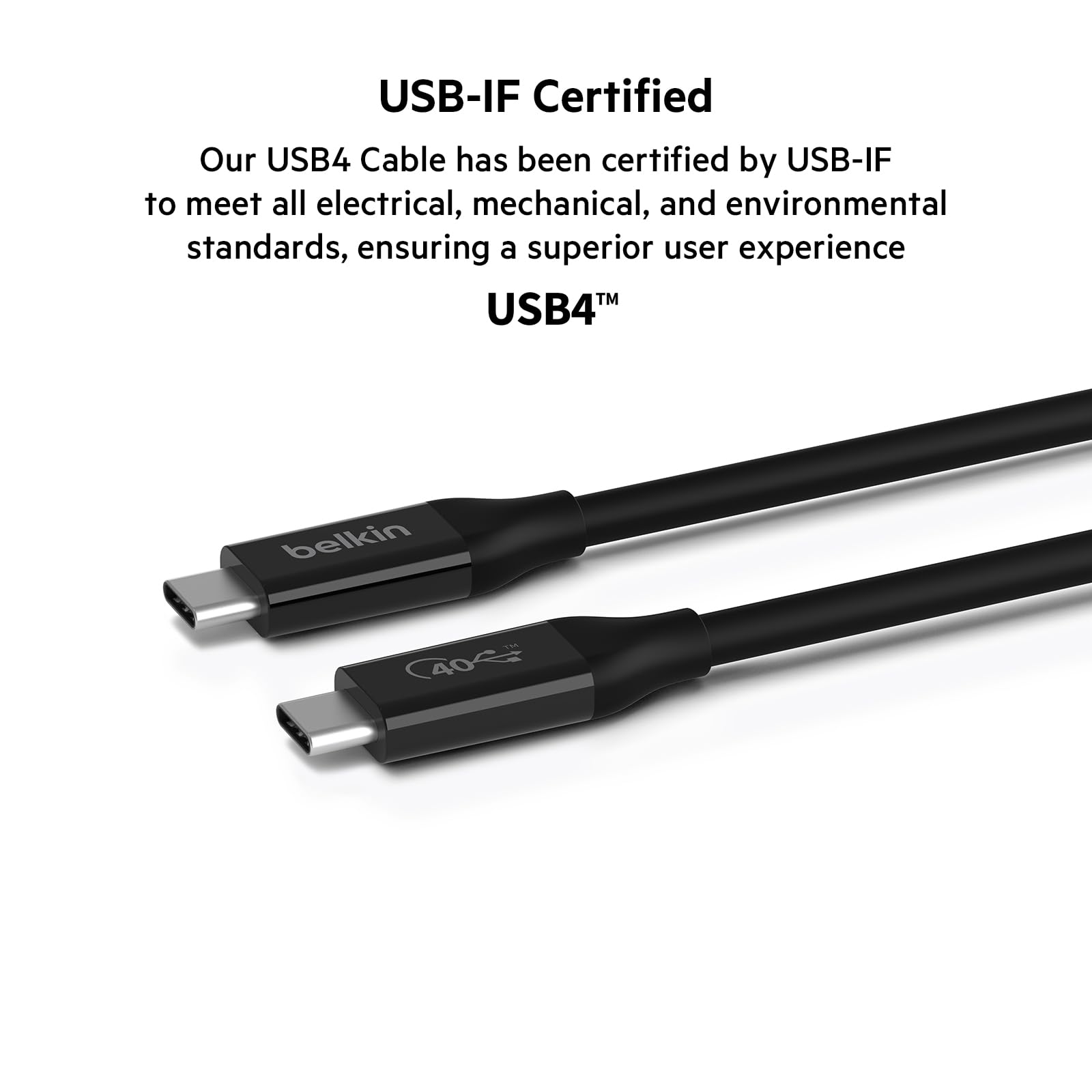 BELKIN Câble USB4 en 0.8m rétrocompatible USB3 100W